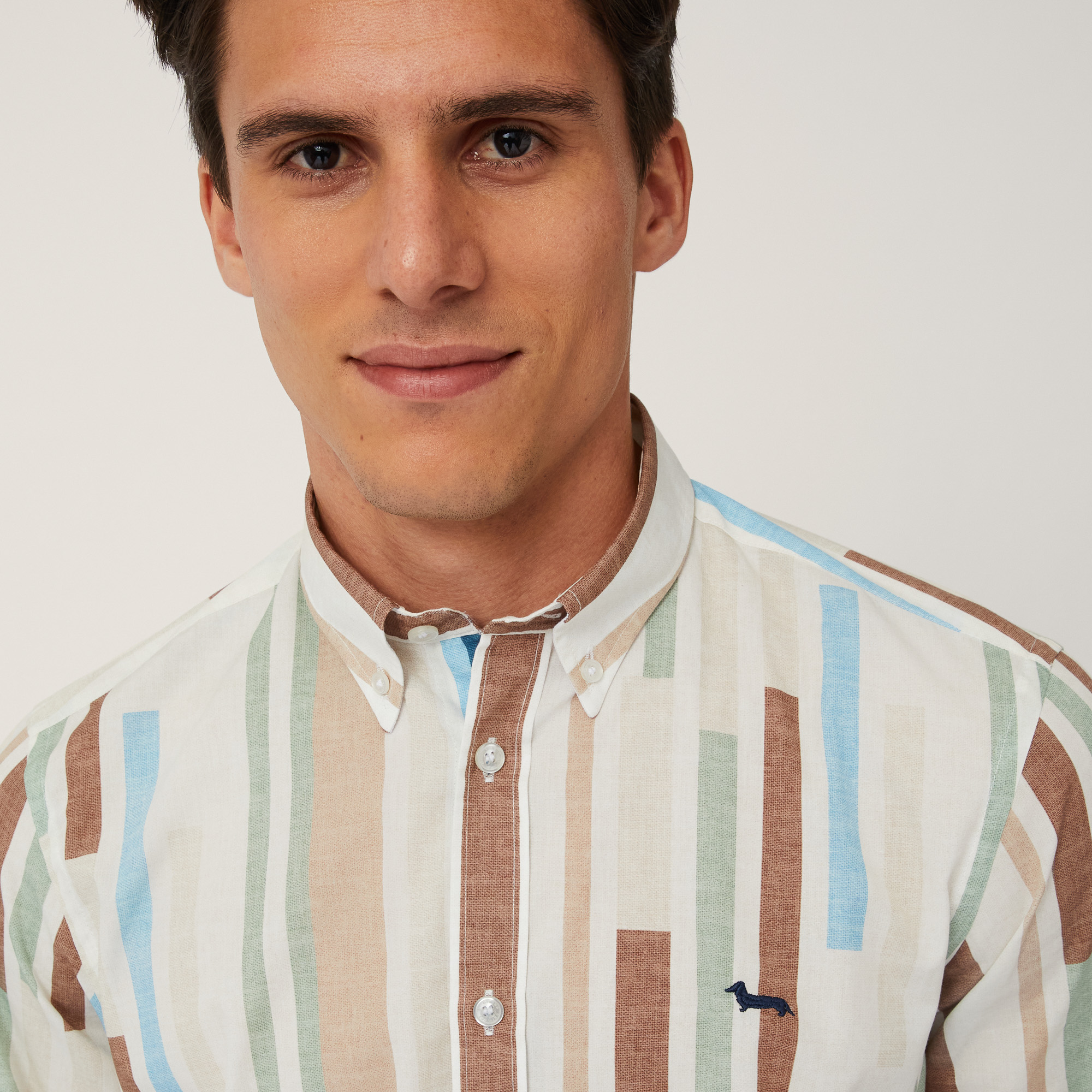 Staggered Stripe Shirt, Beige, large image number 2