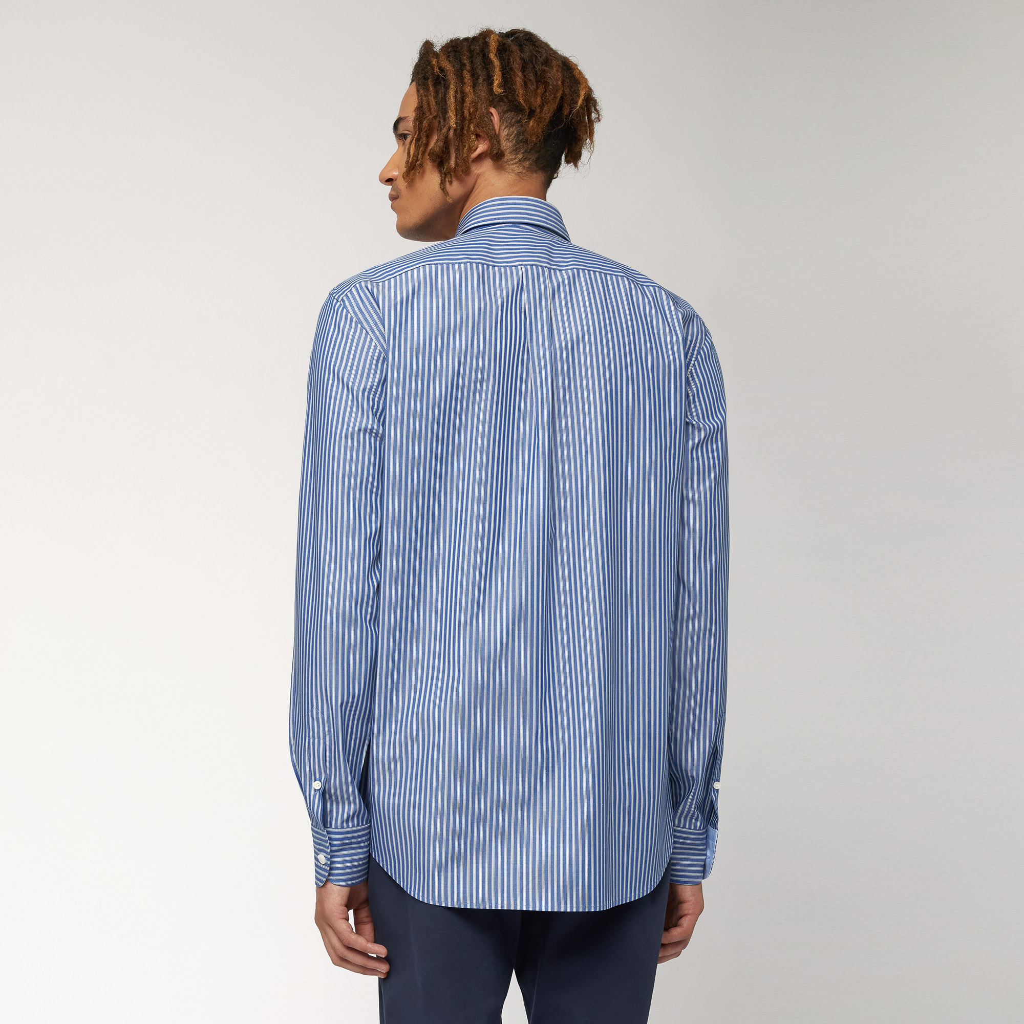 Camicia Rigata In Cotone, Blu, large image number 1