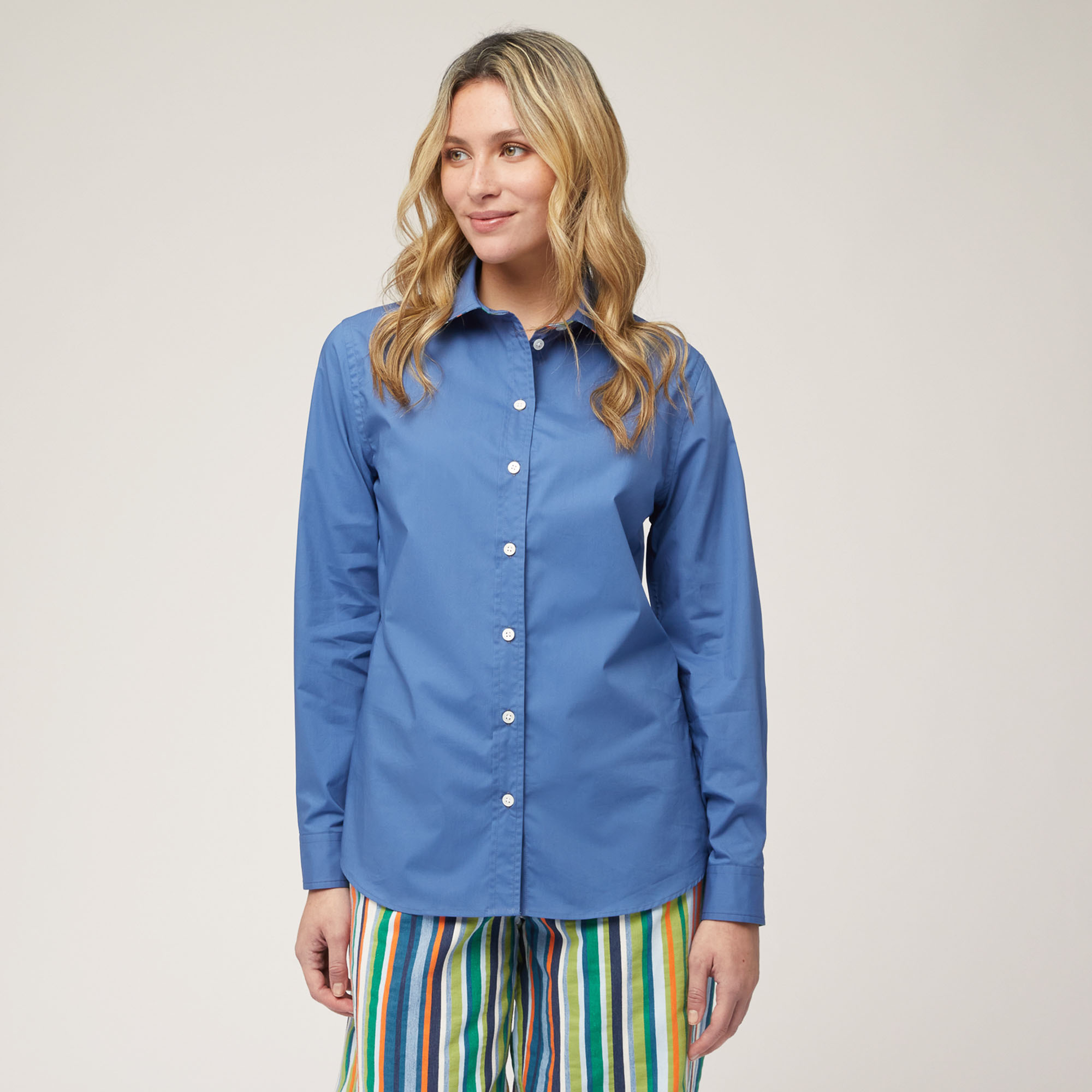 Shirt with Contrasting Inner Detail, Cornflower Blue, large image number 0