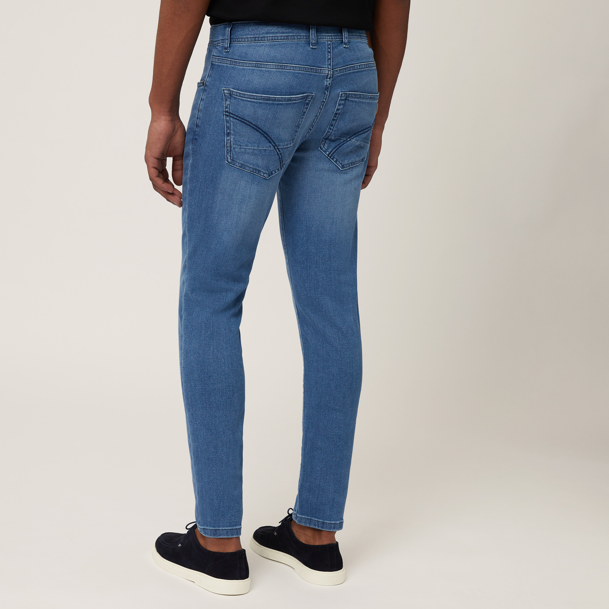 Slim Five-Pocket Denim Pants, Denim Blue, large image number 1