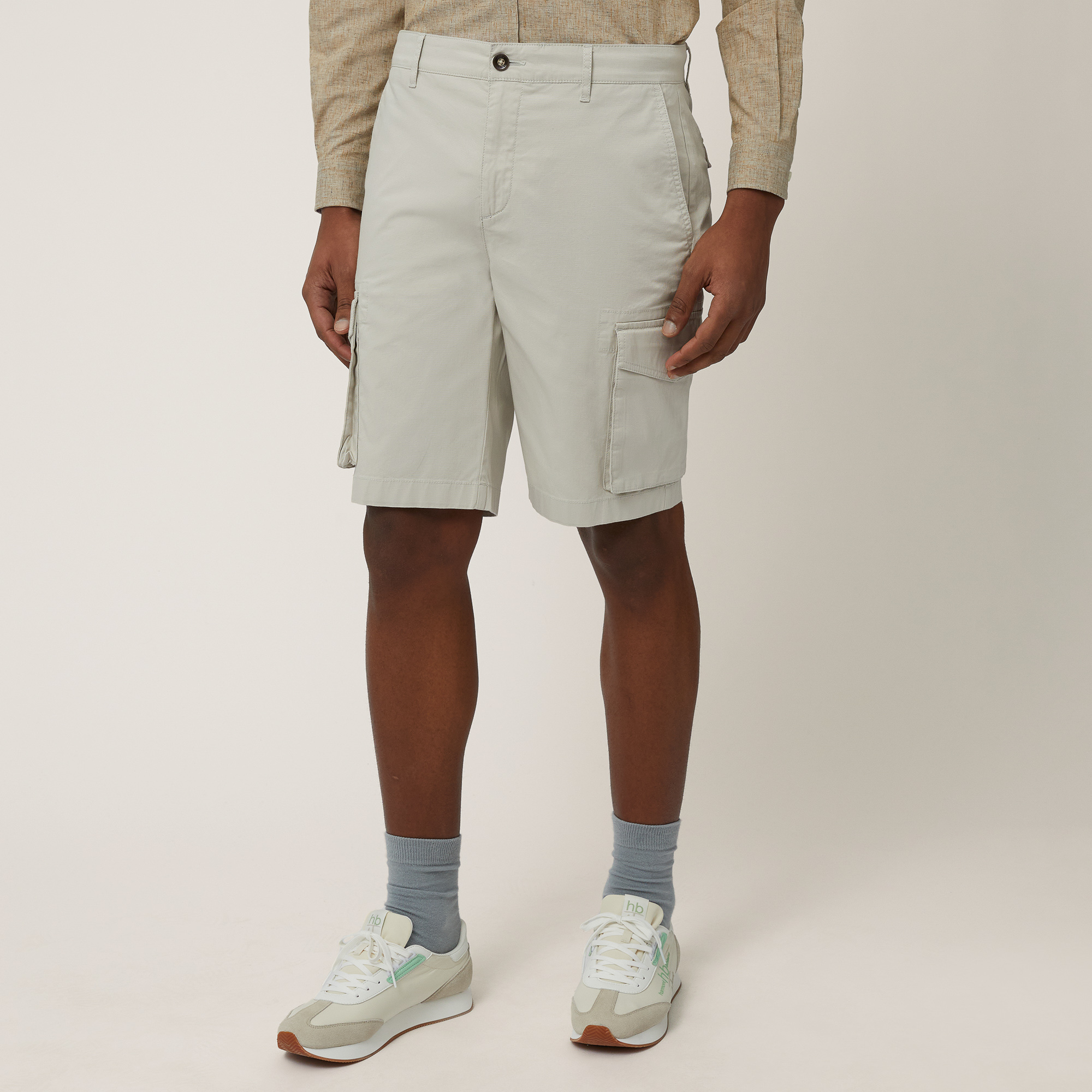 Stretch Cotton Cargo Bermuda Shorts, Sand, large image number 0