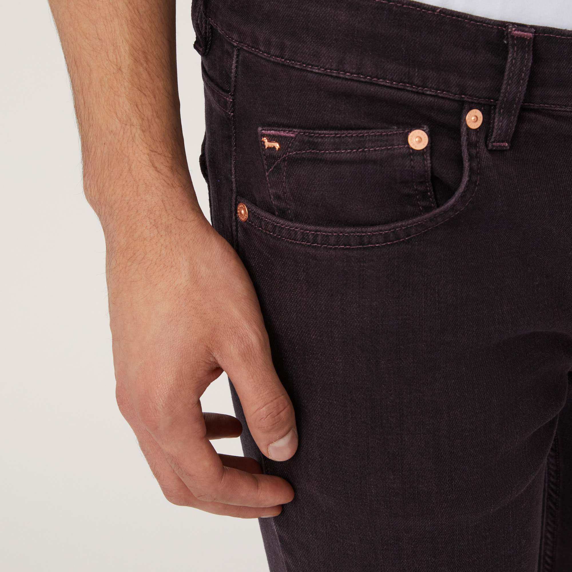 Narrow 5-Pocket Pants, Plum, large image number 2