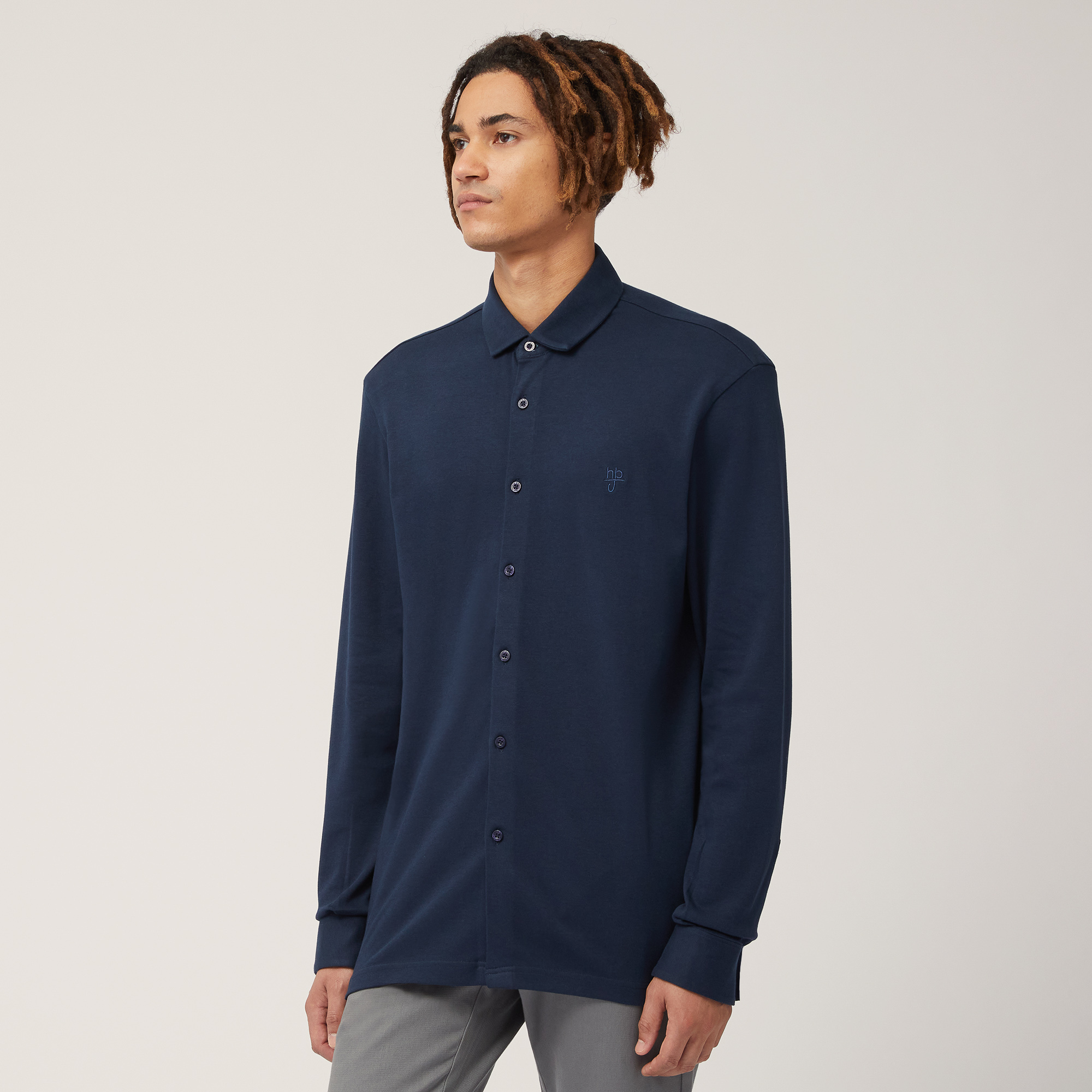 Polo-Camicia In Cotone, Blu, large image number 0