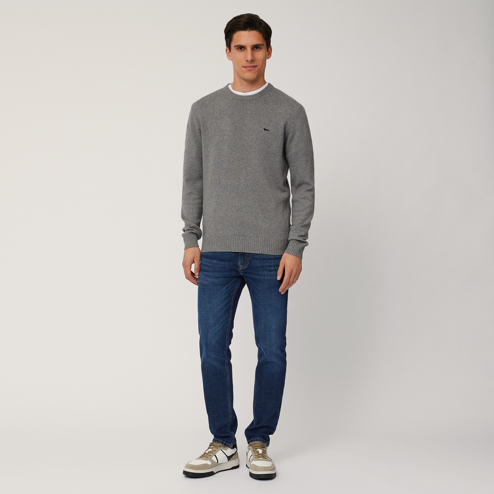 Wool-Blend Crew-Neck Pullover, Grigio, large image number 3