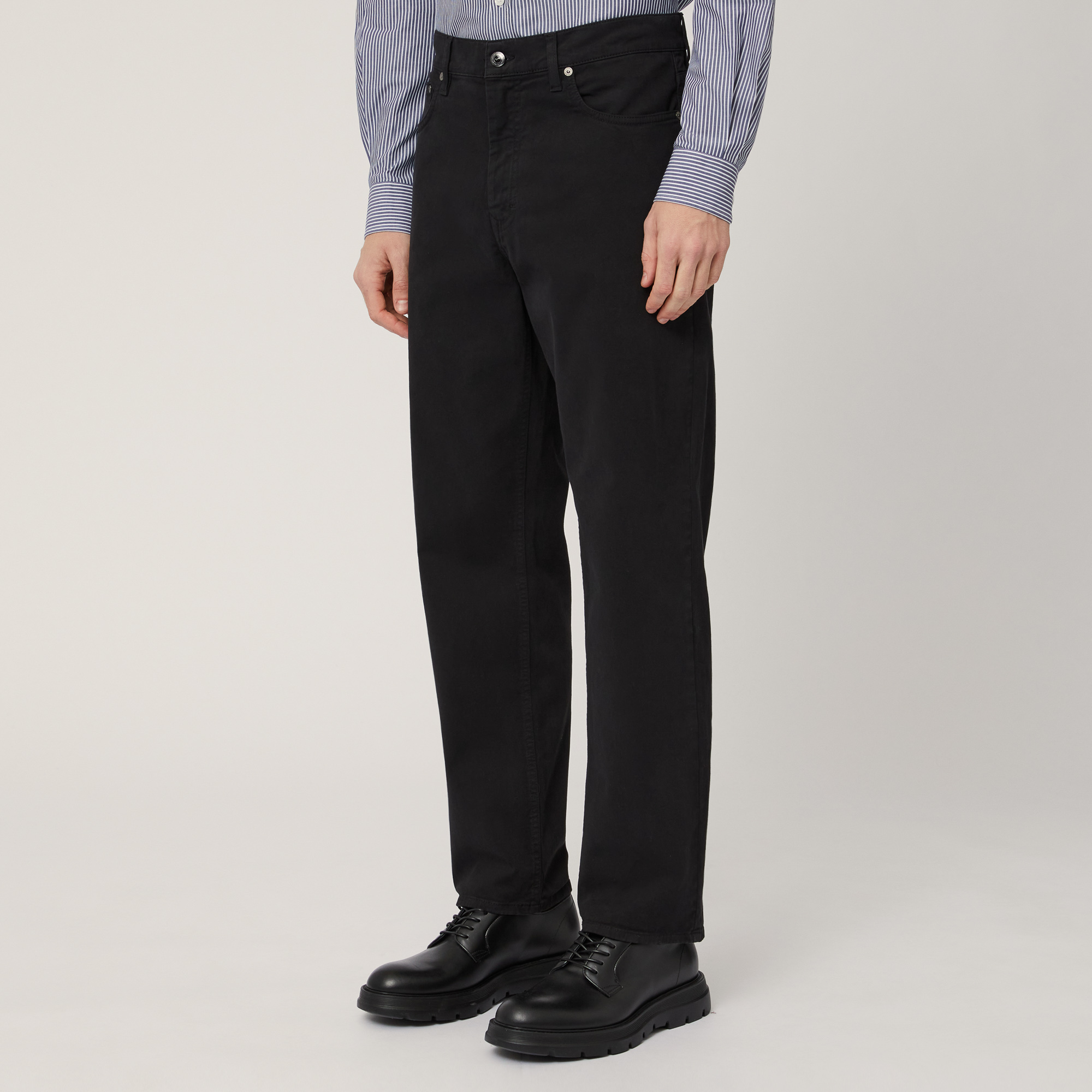 Relaxed Fit 5-Pocket Pants, Black , large