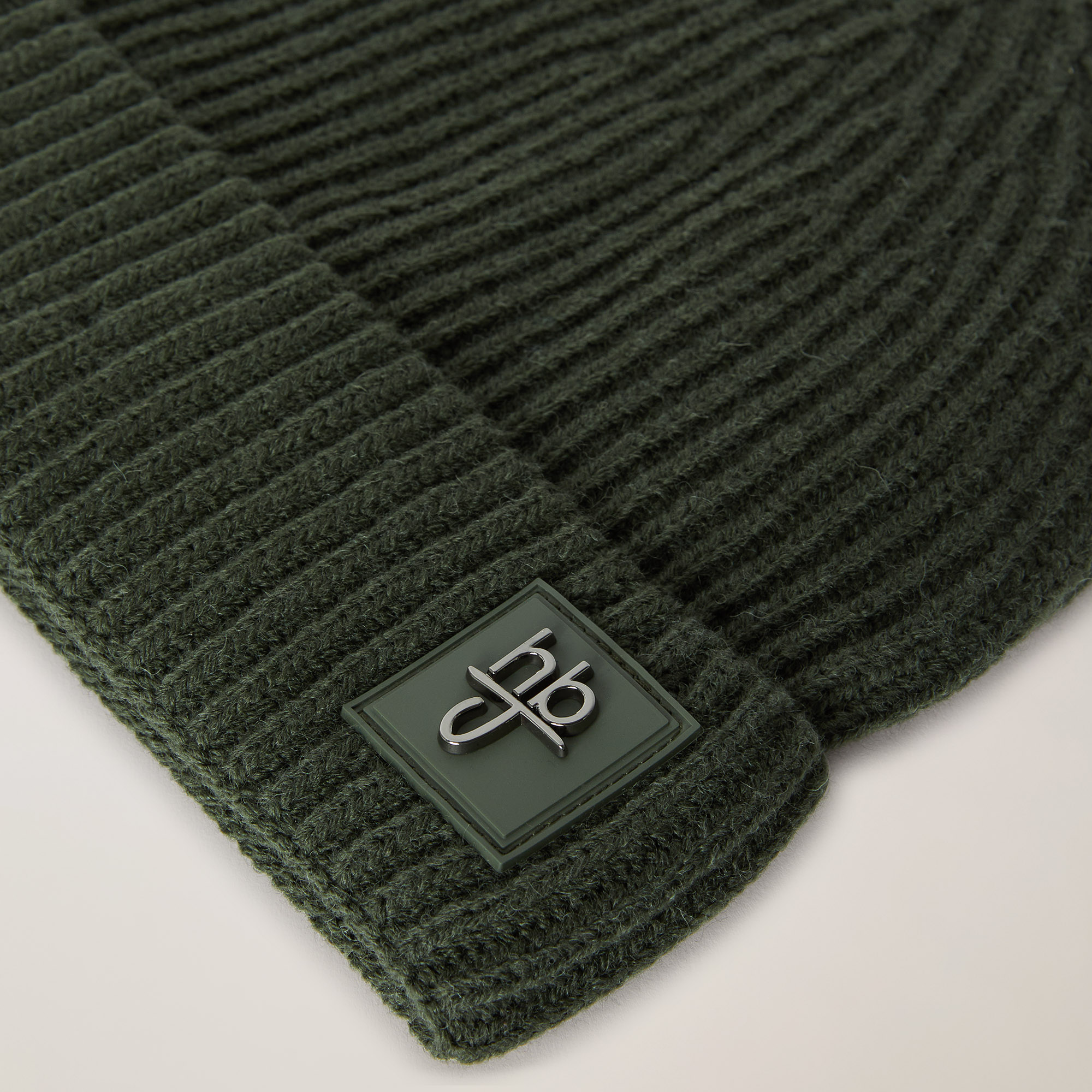 Ribbed Beanie with Patch, Green, large image number 1