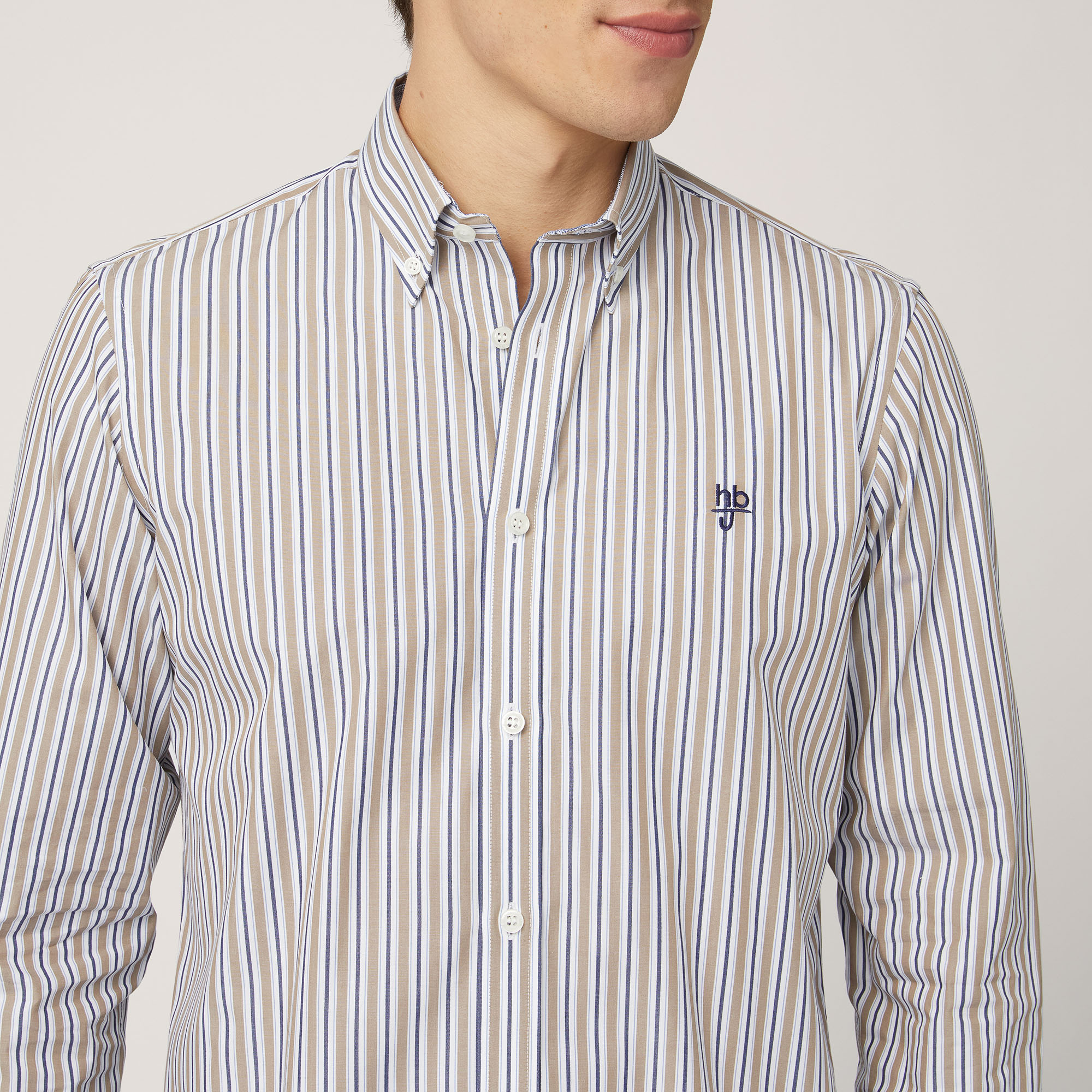 Cotton Multi-Striped Shirt, Light Brown, large image number 2