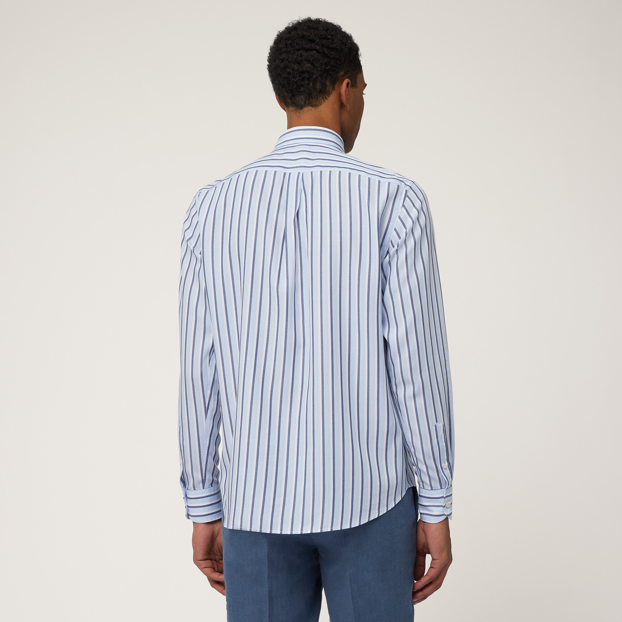 Lyocell Stripe Shirt, Light Blue, large image number 1