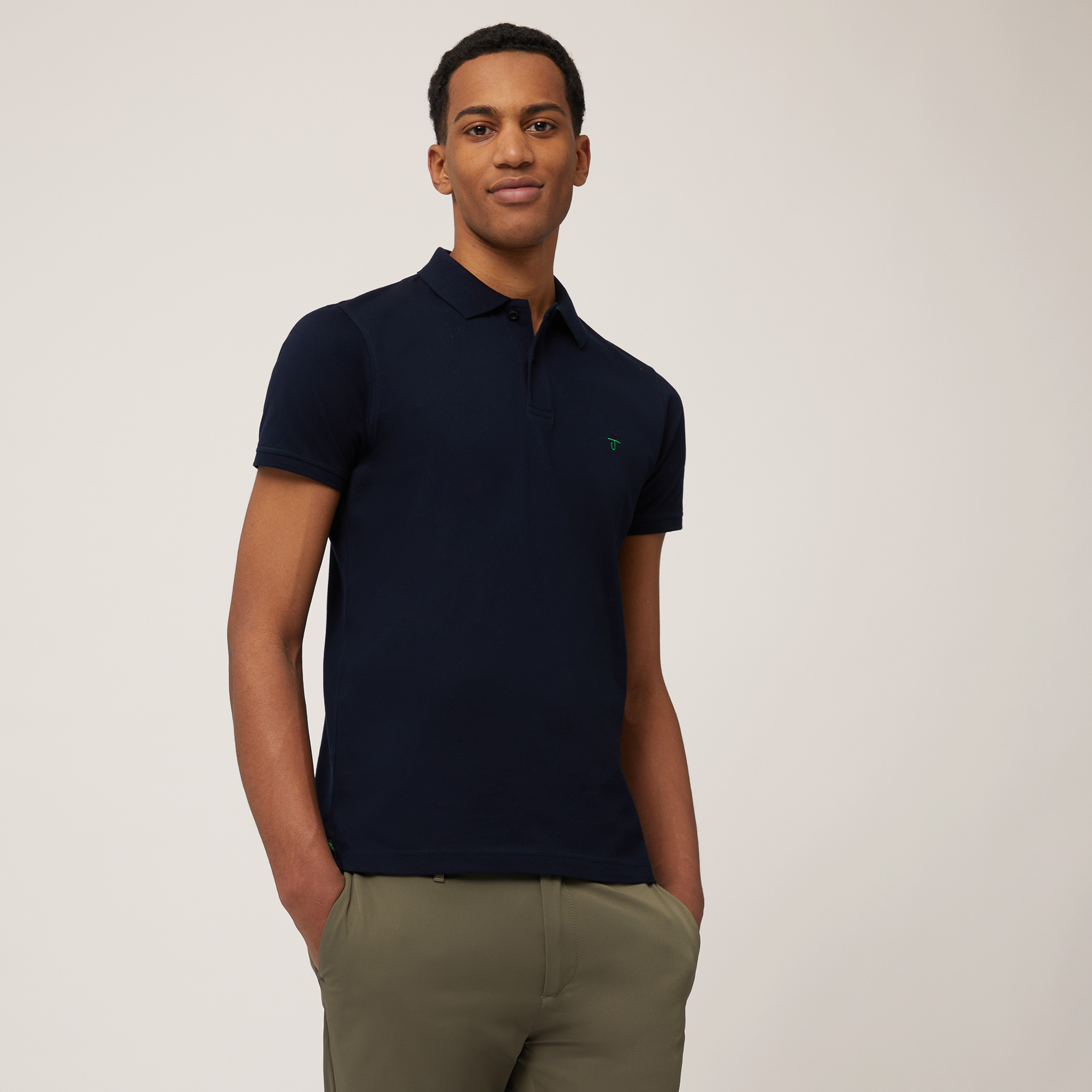 Polo In Cotone Narrow Fit, Blu Scuro, large