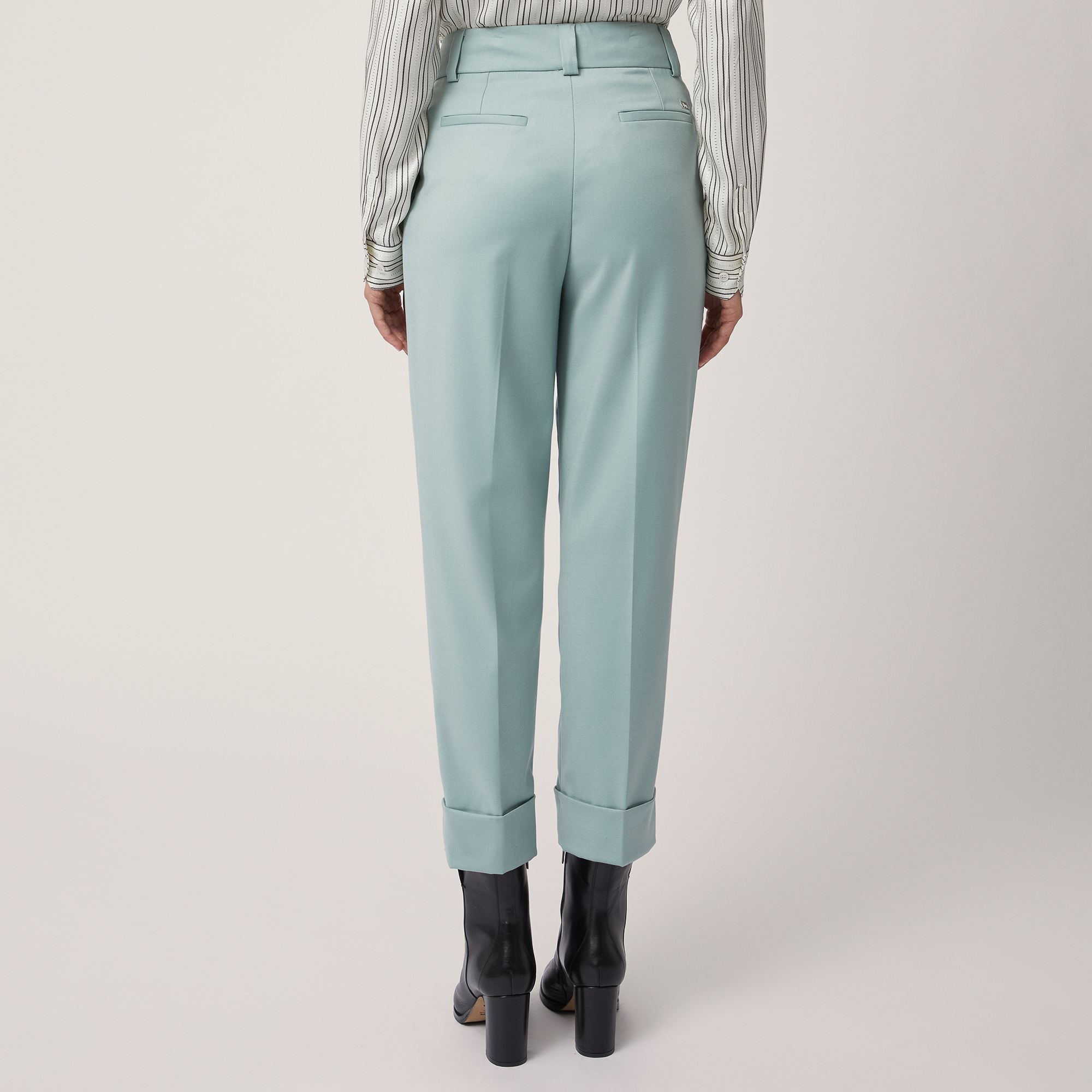 Pants with Turn-Up Hem, Teal, large image number 1