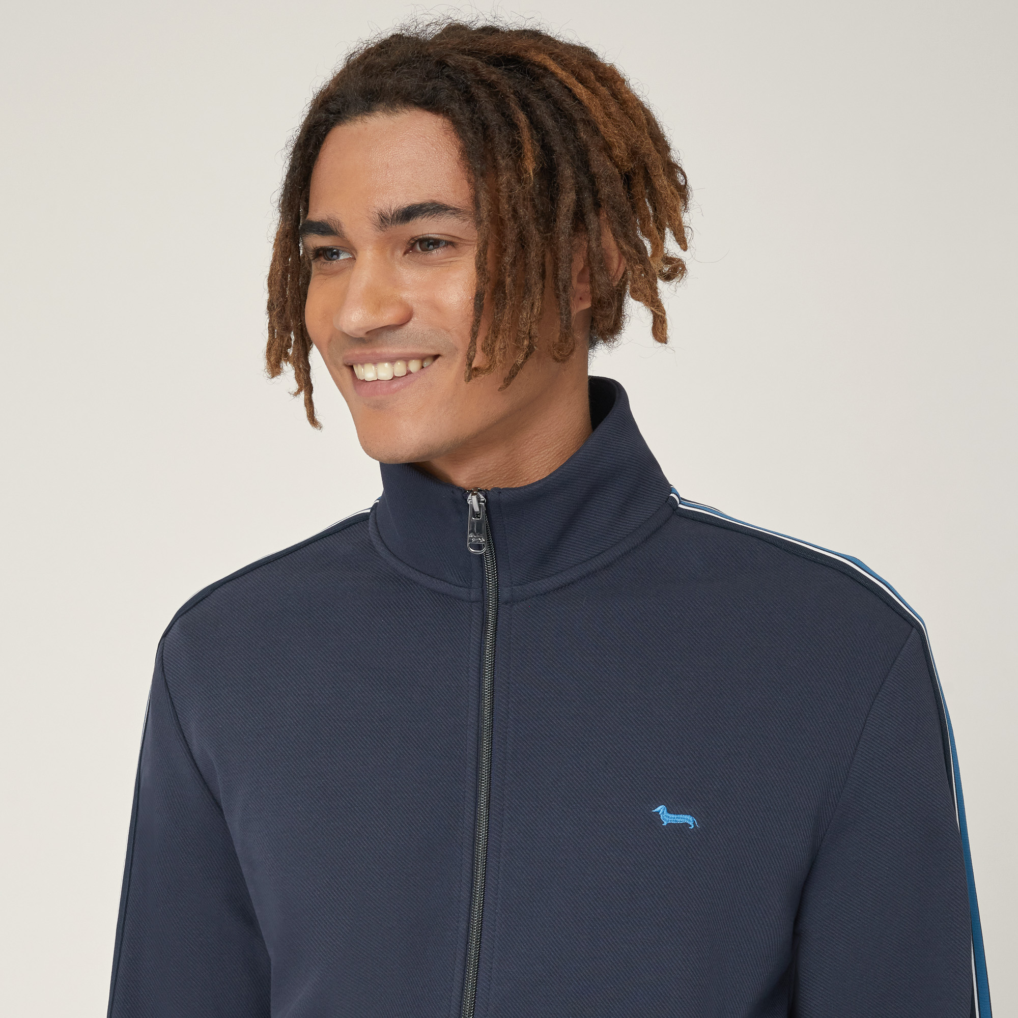 Felpa Full-Zip Con Nastro, Blu, large image number 2