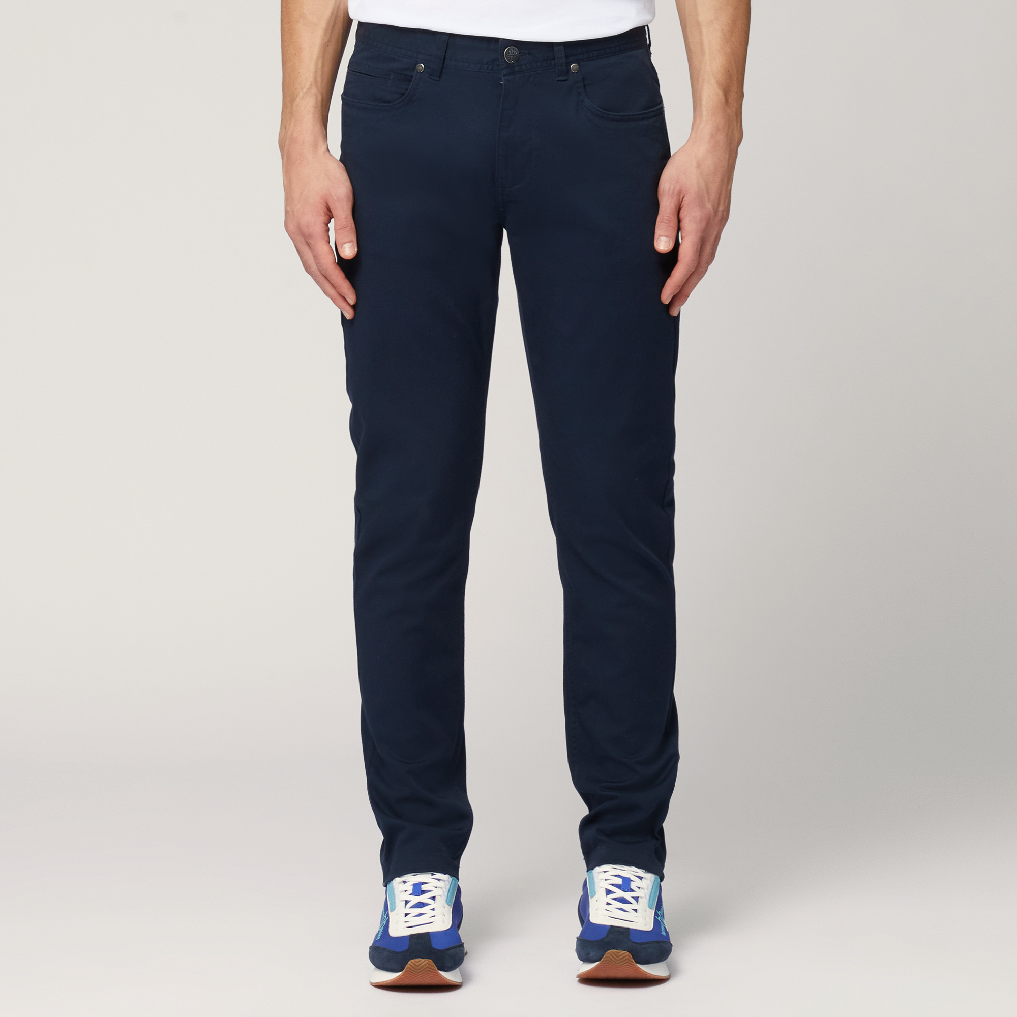 Five-Pocket Twill Pants, Dark Blue, large image number 0