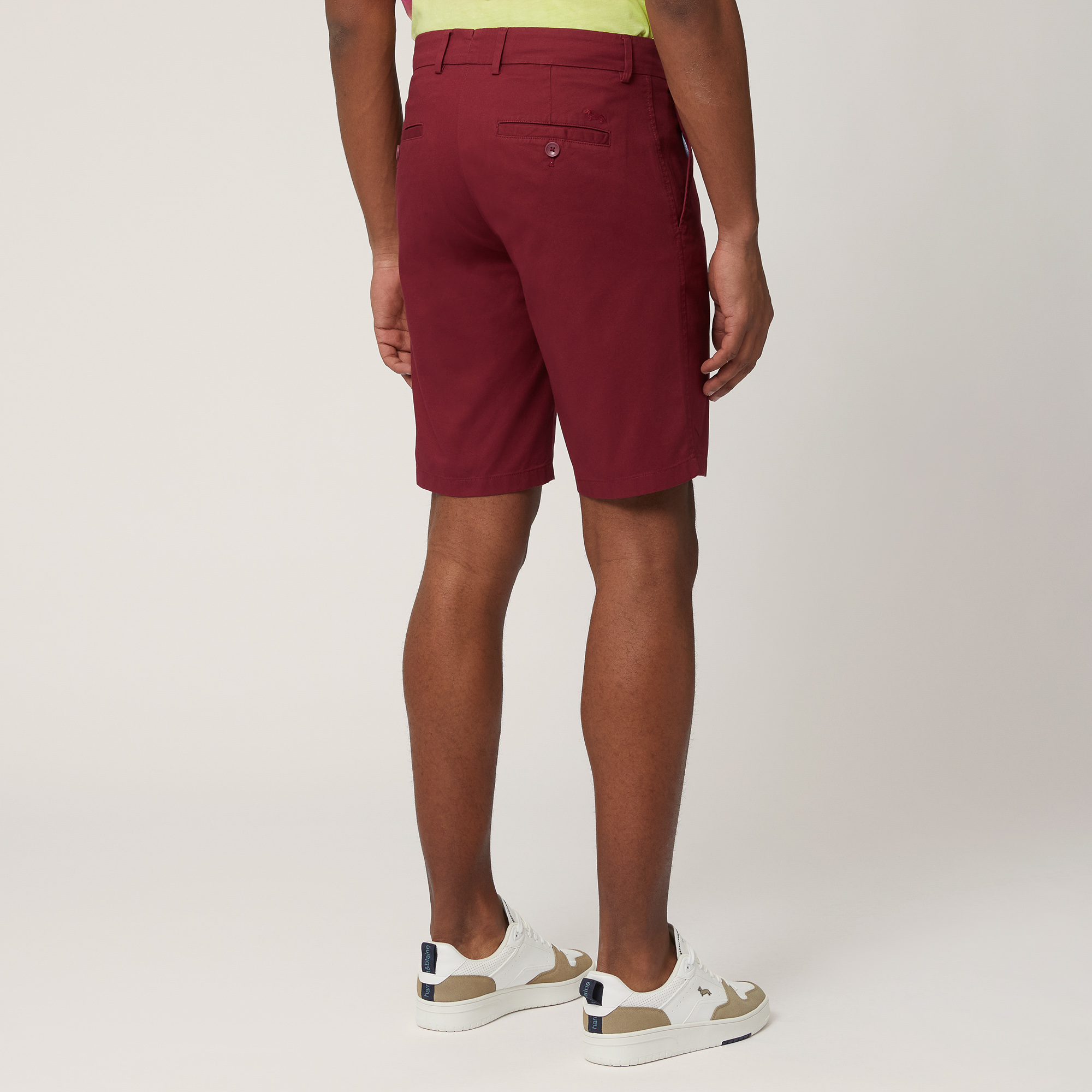 Stretch Cotton Bermuda Shorts, Burgundy, large image number 1