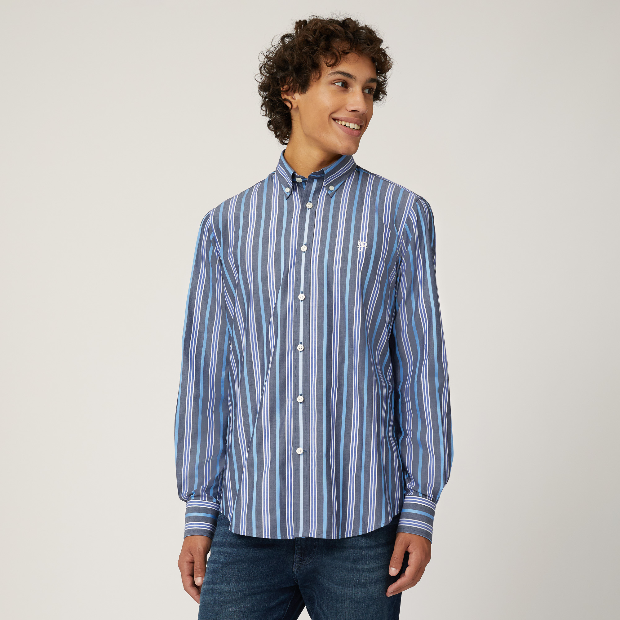 Camicia In Cotone Multirighe, , large image number 0