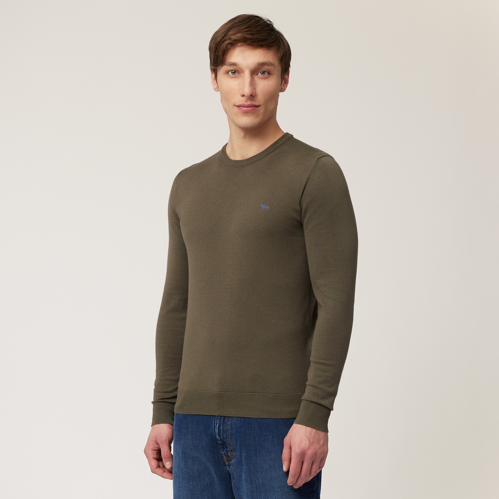 Pullover In Cotone E Cashmere, Verde Militare, large