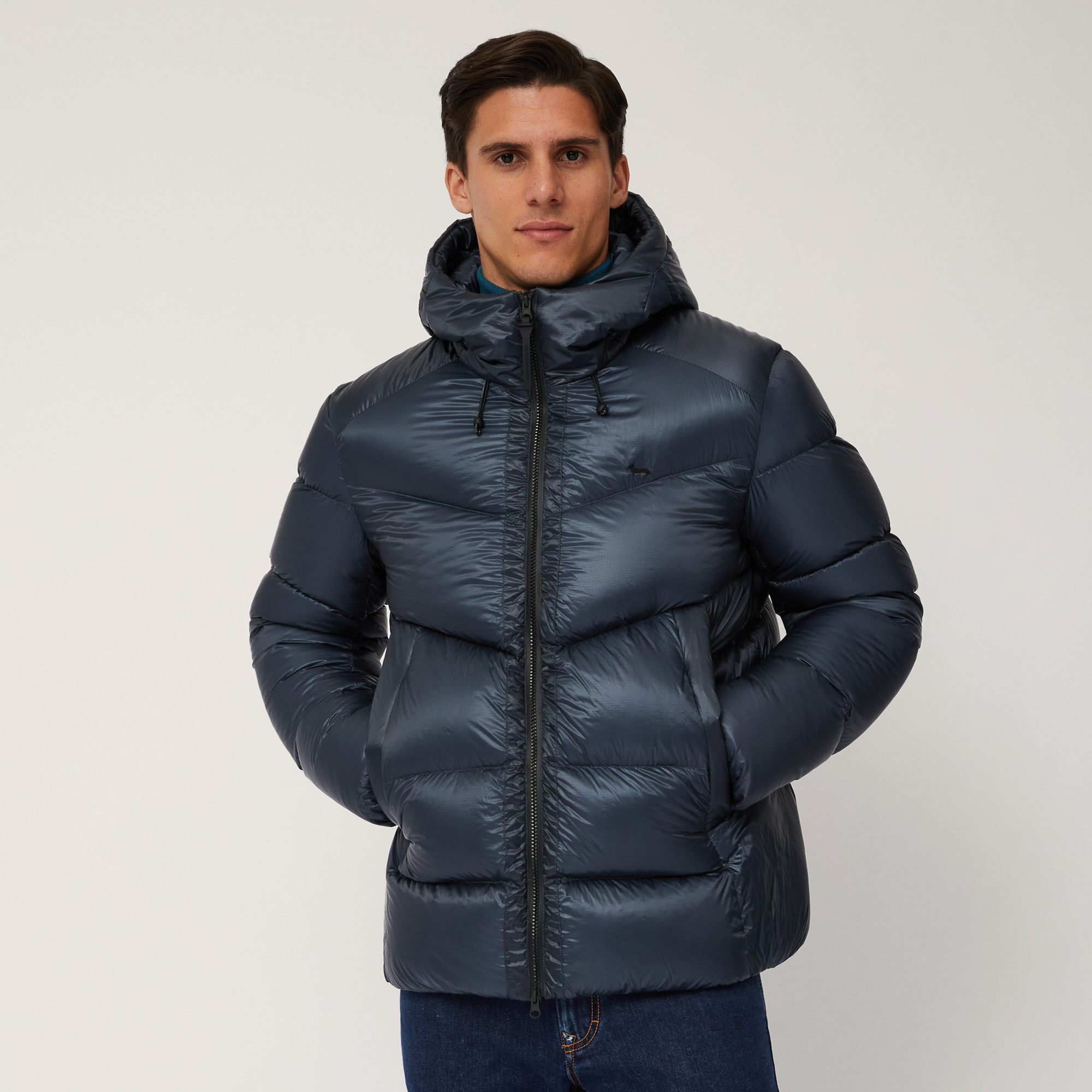 Quilted and Padded Bomber Jacket, Blue , large image number 0