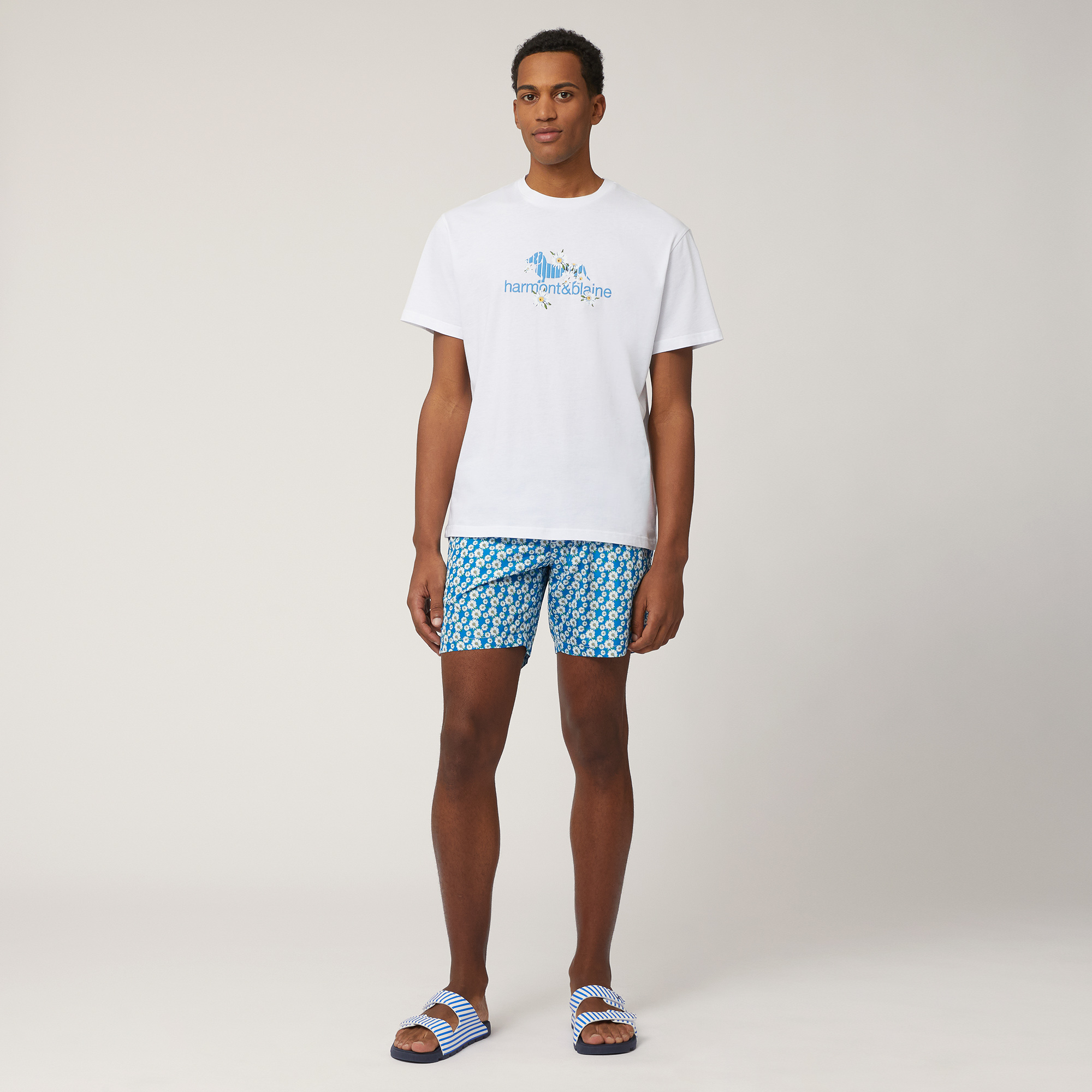 Swim Trunks with Daisies, Eyeshadow Blue, large image number 3