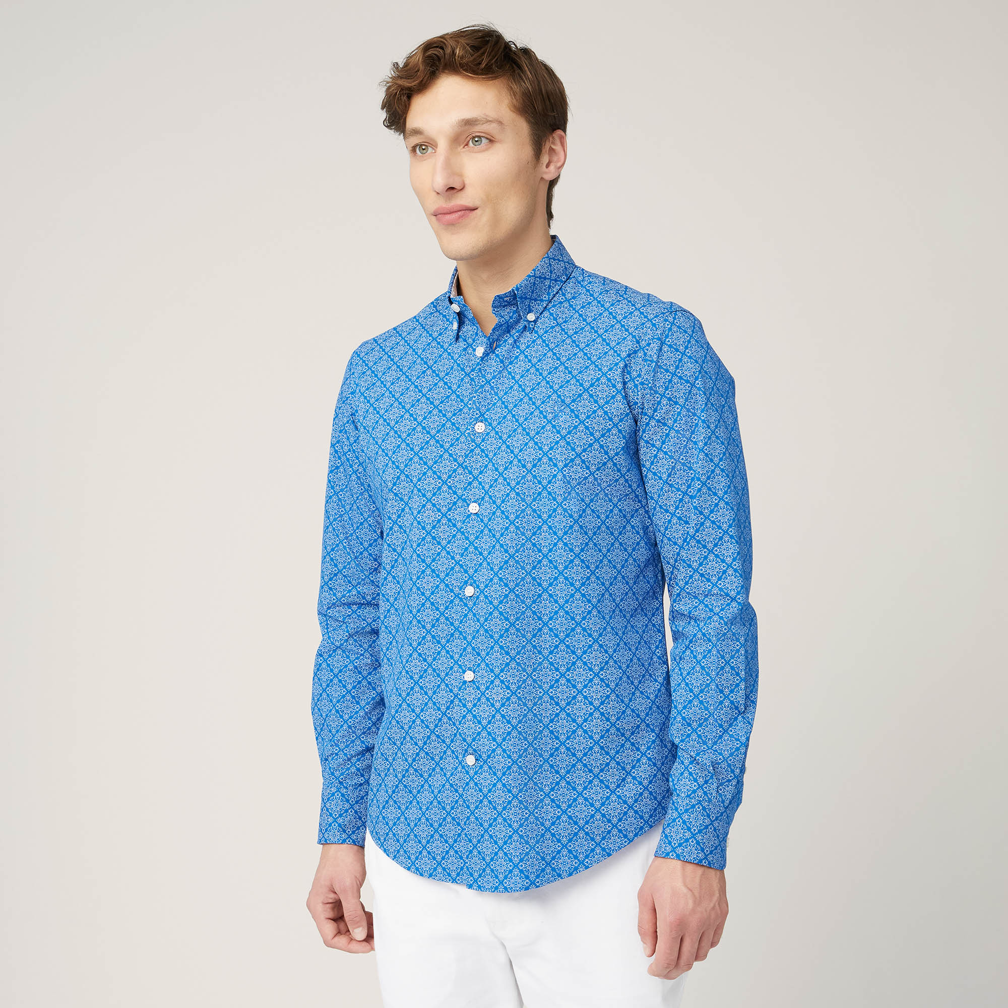 Floral Print Shirt, Electric Blue, large image number 0