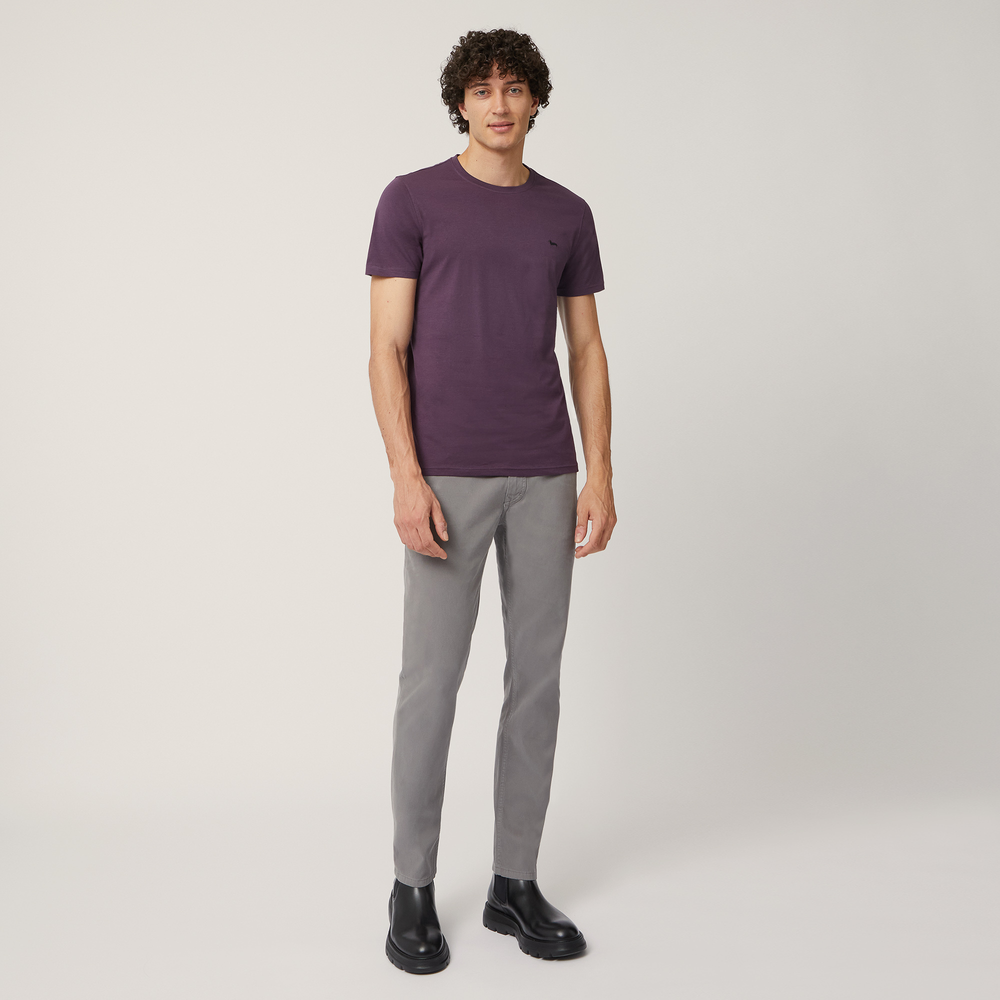 Narrow T-Shirt with Dachshund, Plum, large image number 3