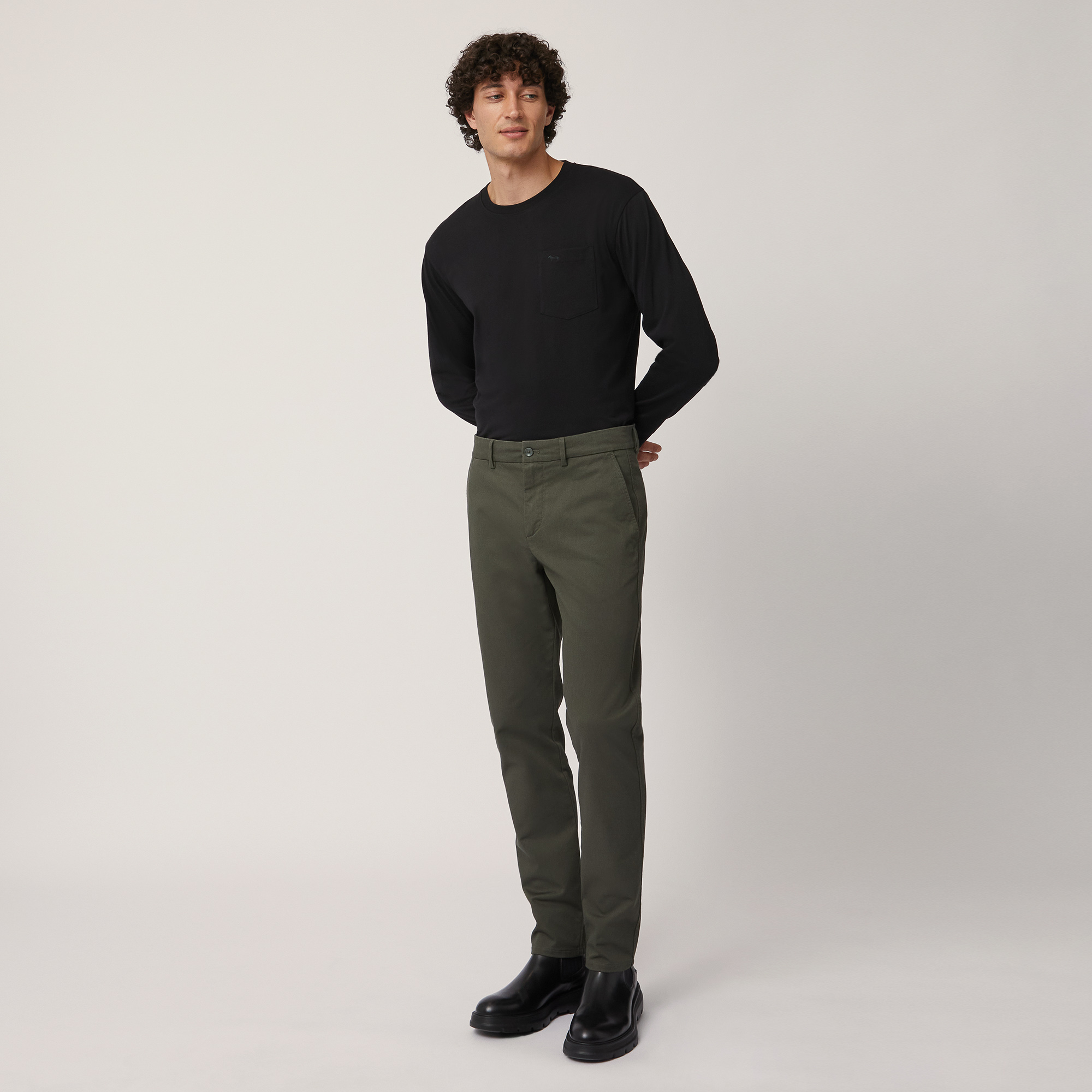 Pantaloni Chino Narrow, Verde, large image number 3