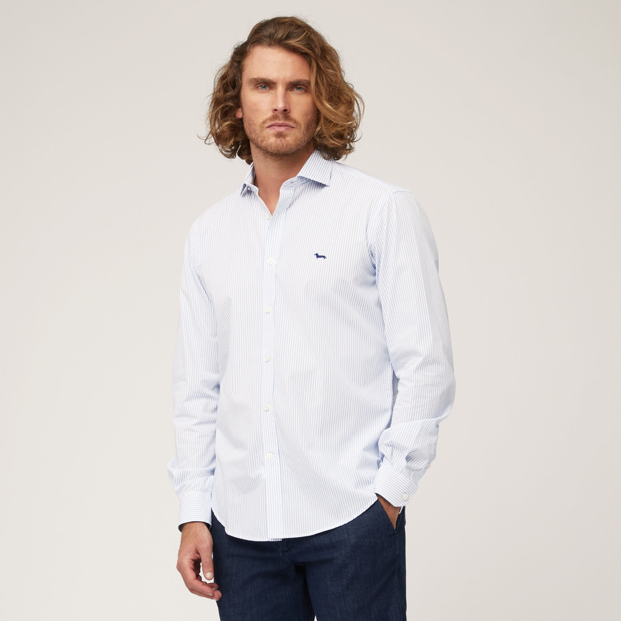 Striped Organic Cotton Poplin Shirt: Luxury italian Shirts | Harmont ...