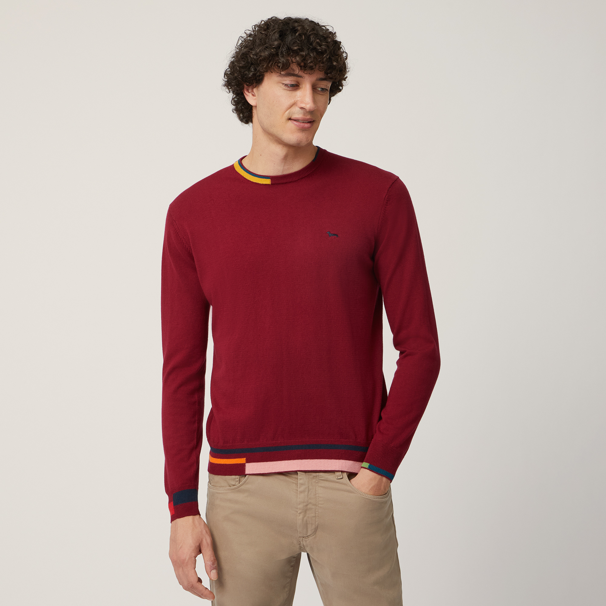 Color-Block Pullover, Red, large