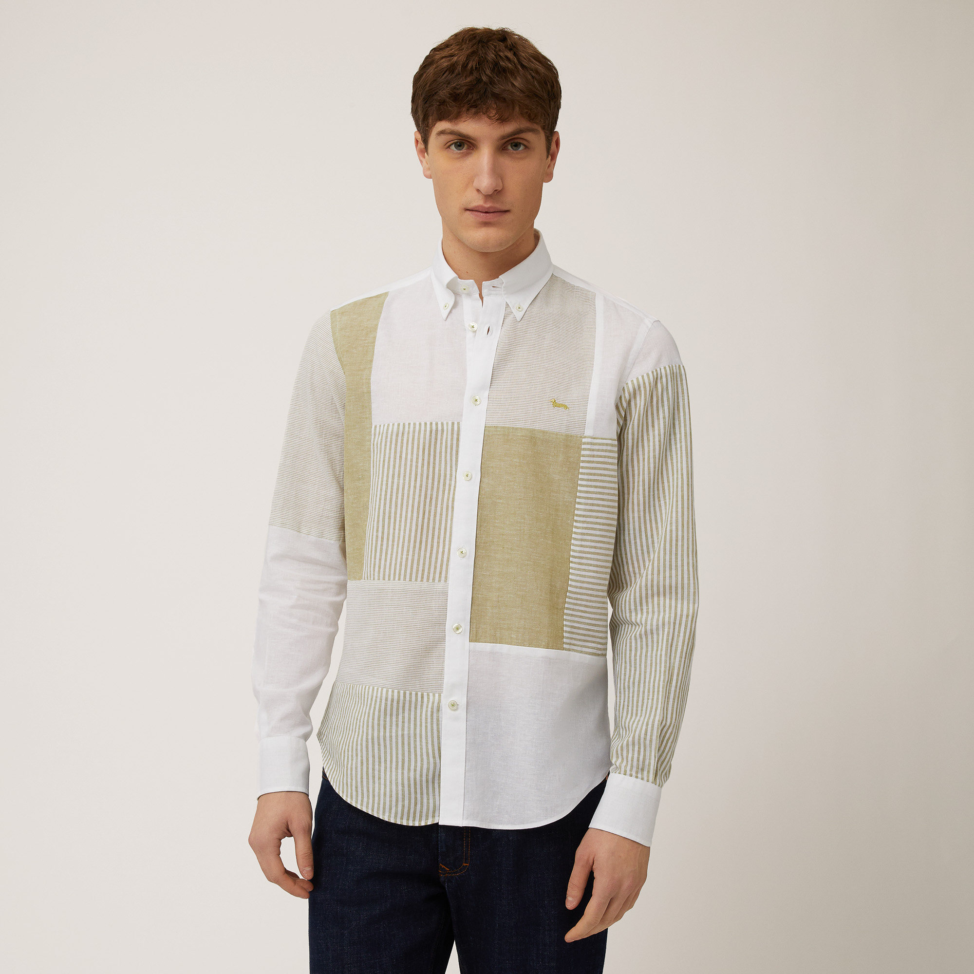 Linen Blend Patchwork Shirt