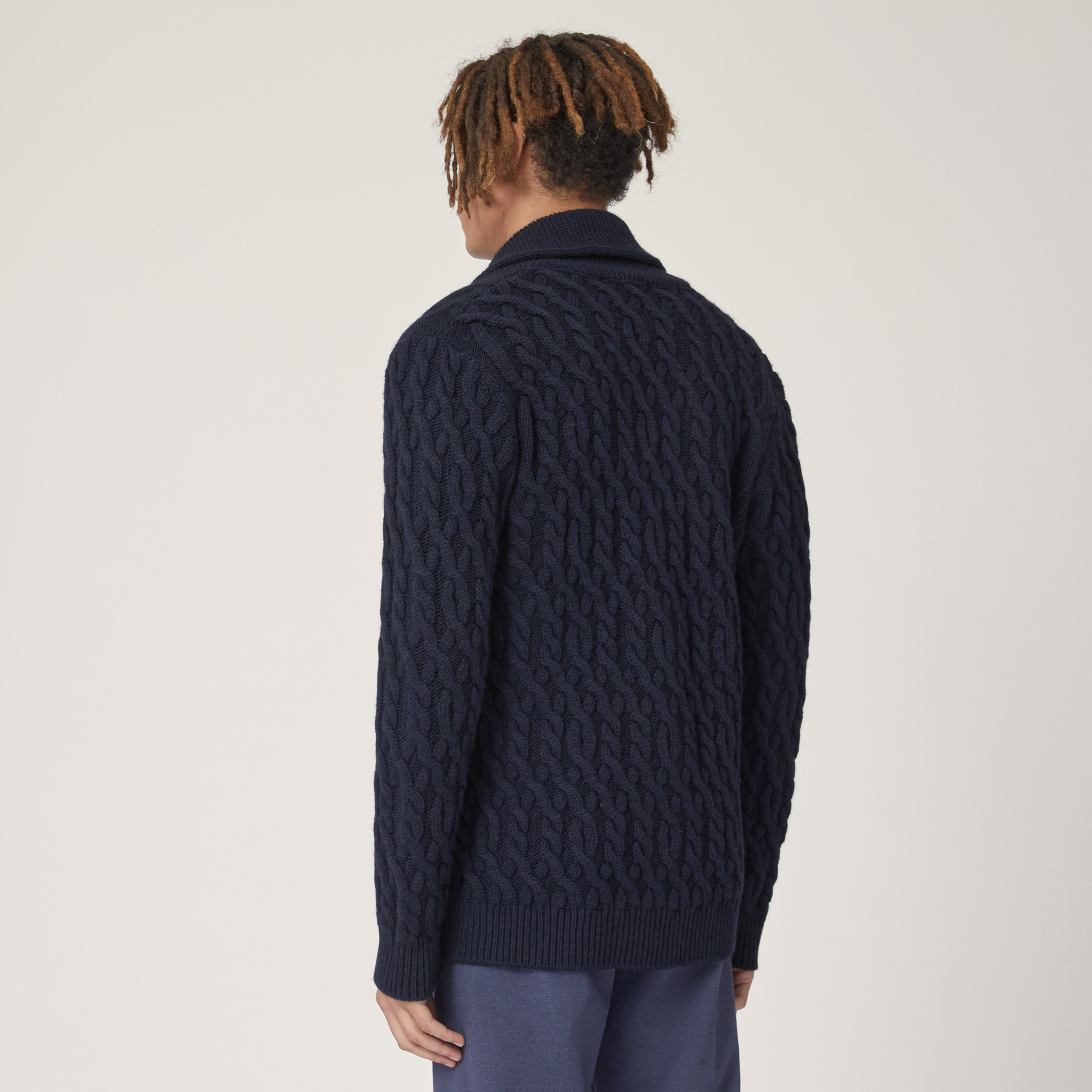 Cardigan with Knitted Buttons, Blue , large image number 1