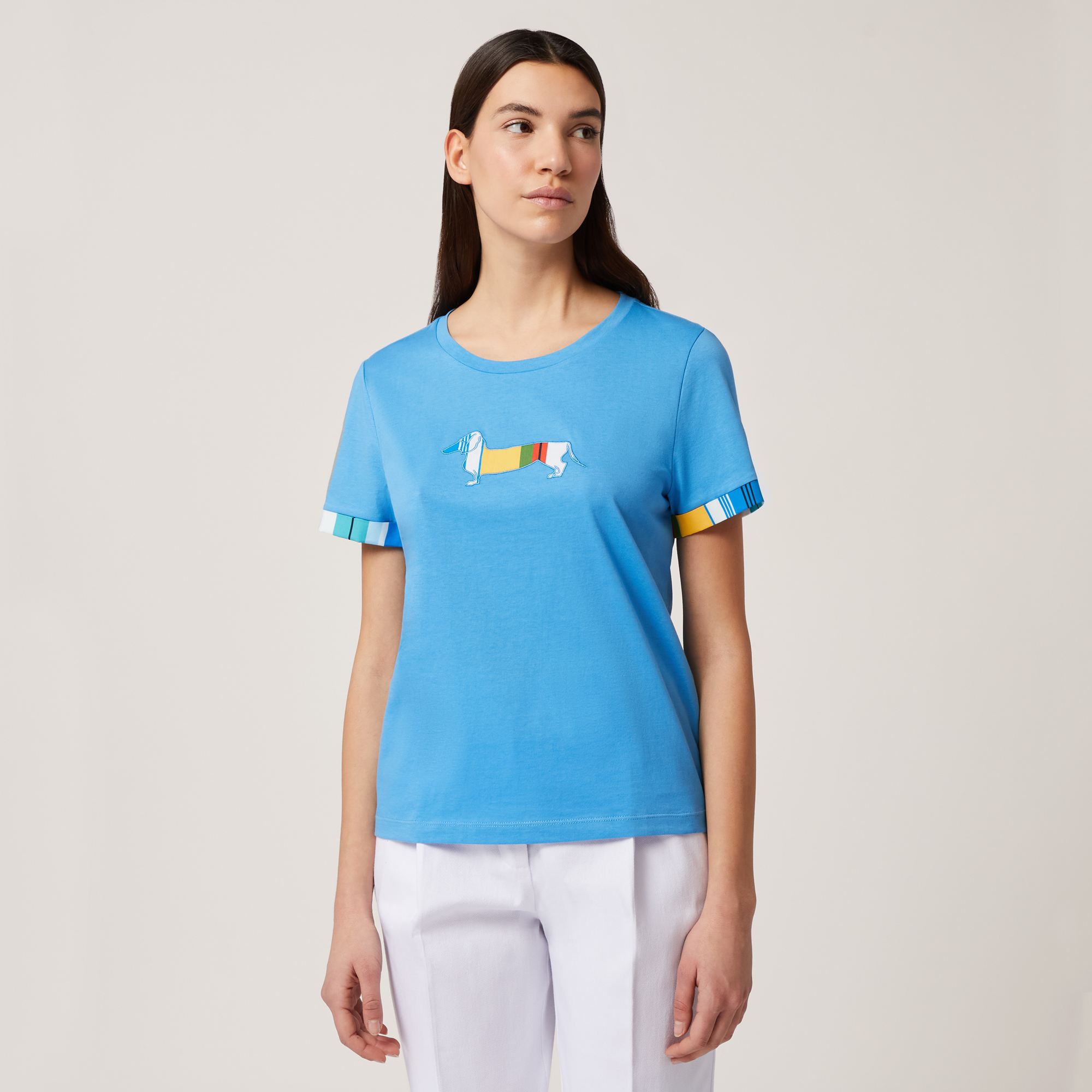 T-Shirt With Striped Patches