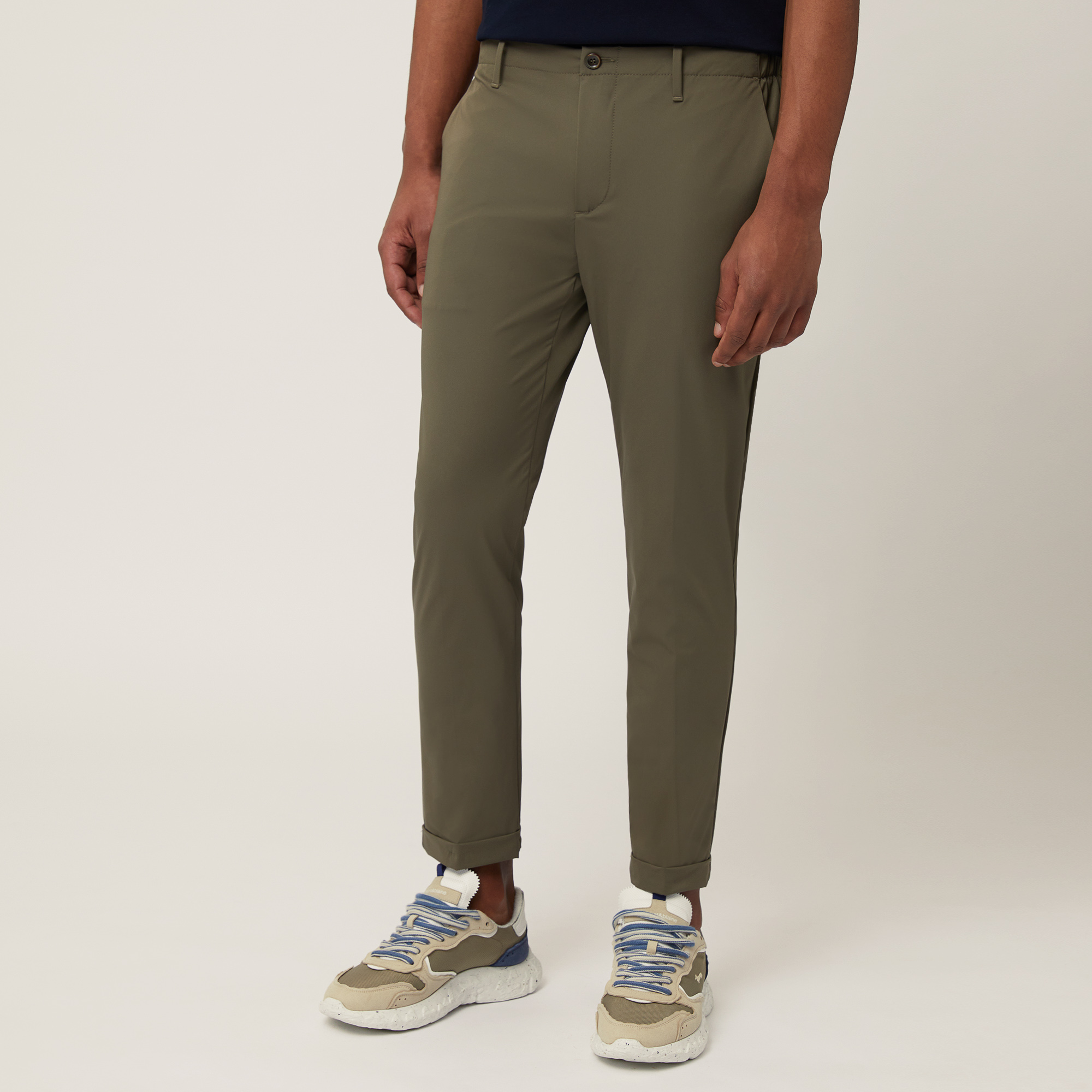 Pantaloni Chino Con Pinces, Verde Militare, large image number 0