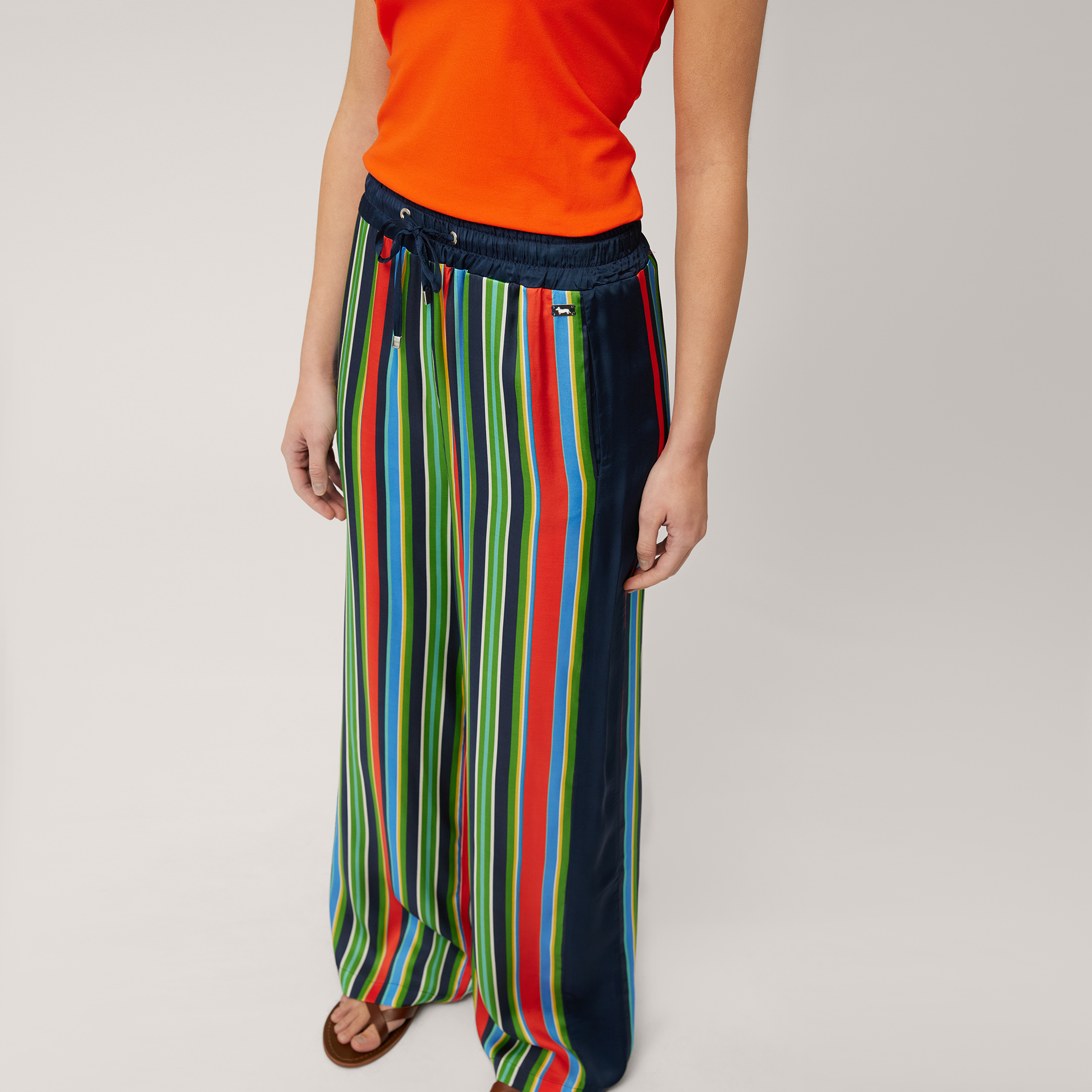 Multicolor Stripe Pants, Navy Blue, large image number 2