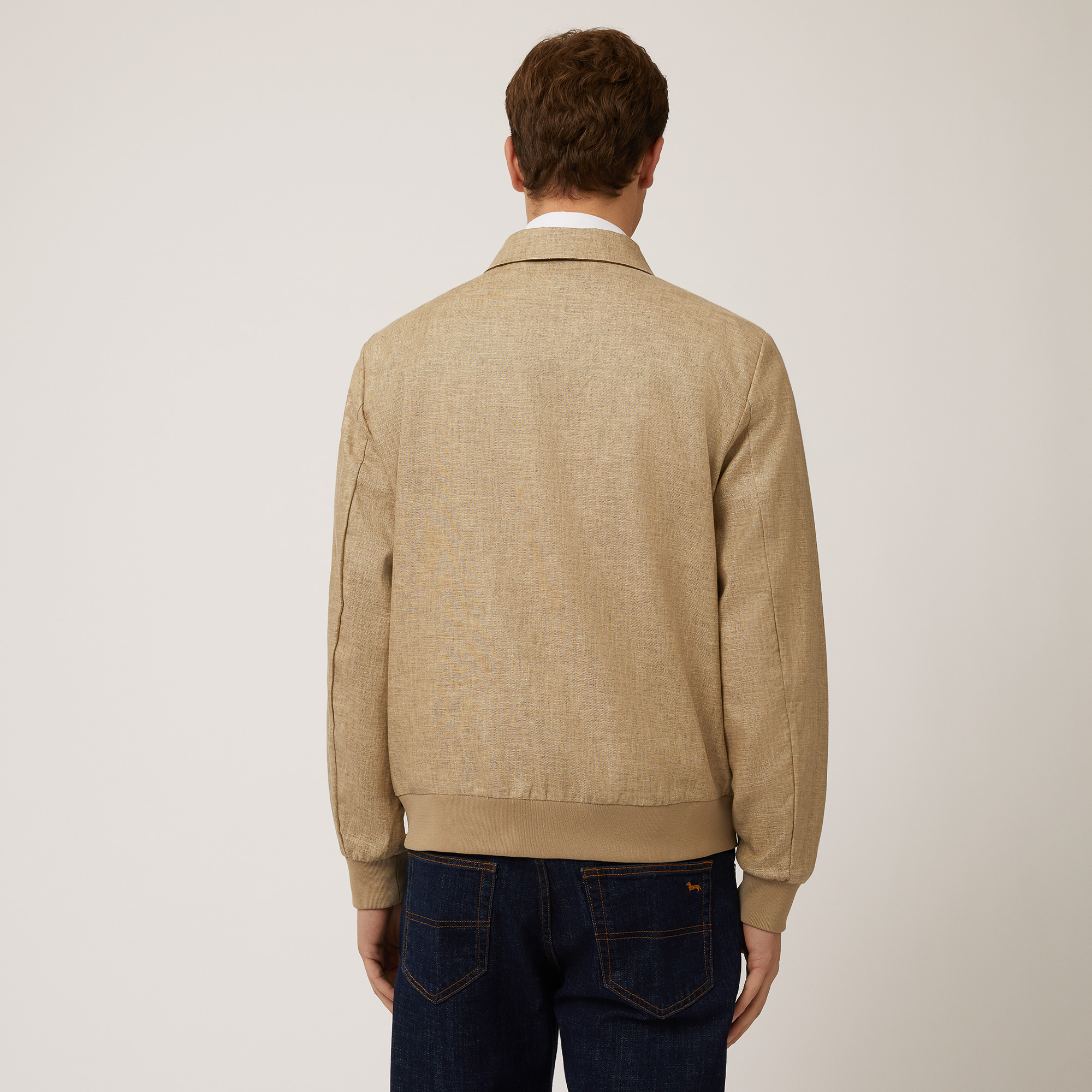 Bomber In Misto Lino, Beige, large image number 1