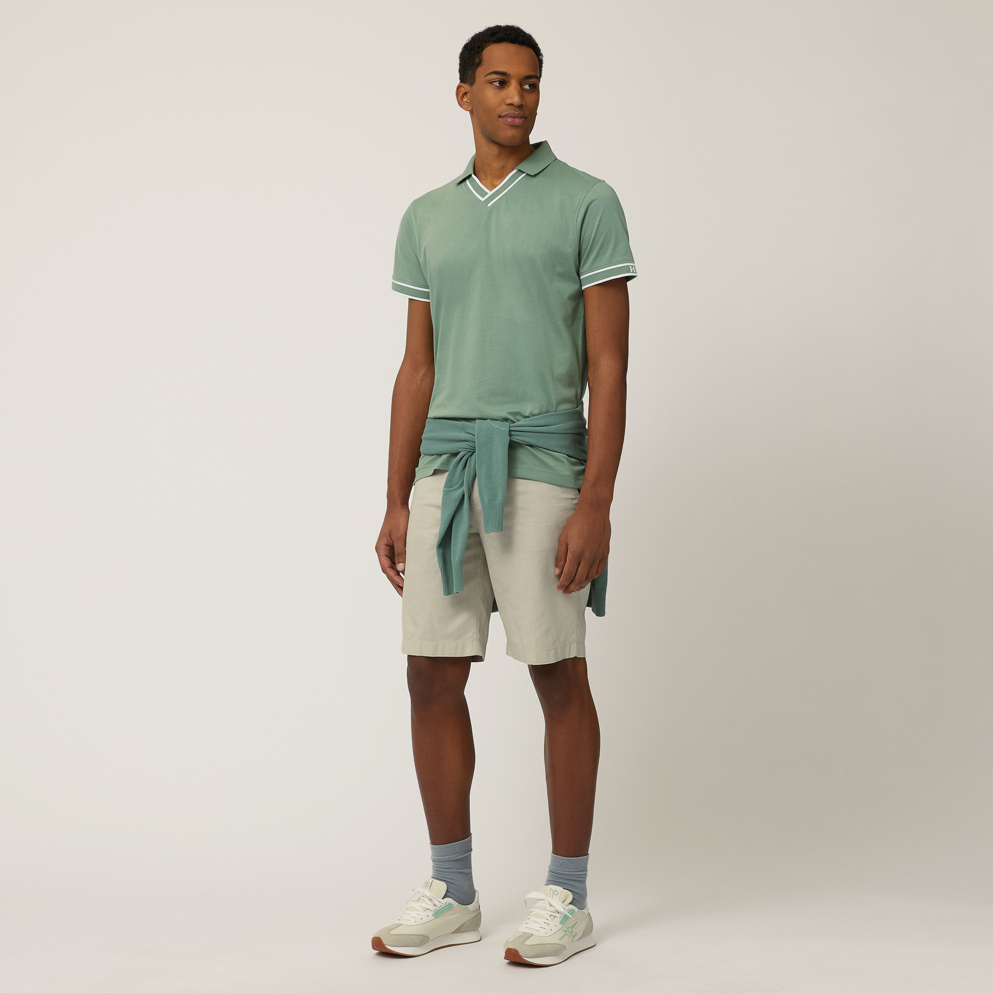 Polo with Jacquard Trims, Moss Green, large image number 3