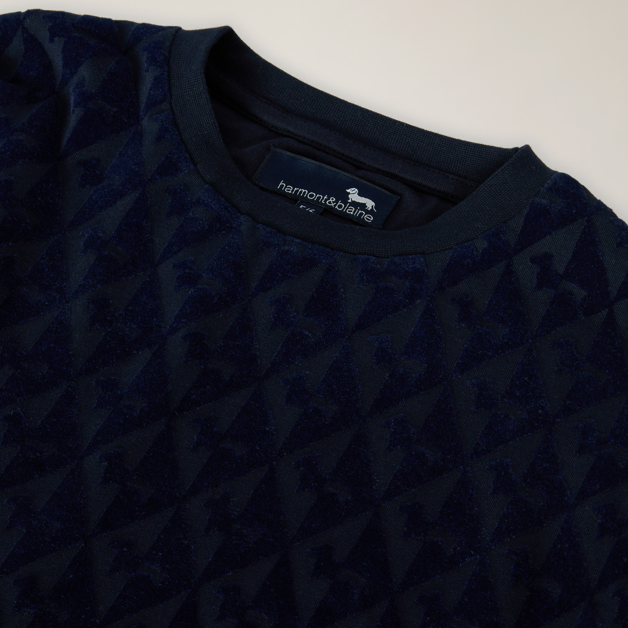 Organic Cotton T-Shirt With All-Over Velvet-Effect Print, Navy Blue, large image number 2