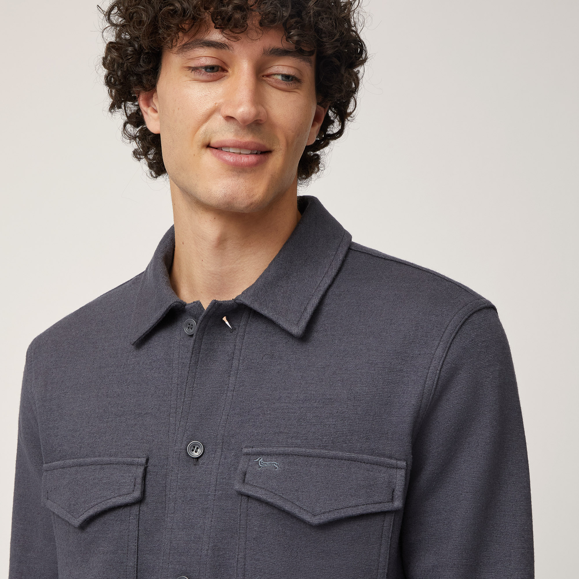 Overshirt In Misto Lana, Grigio, large image number 2