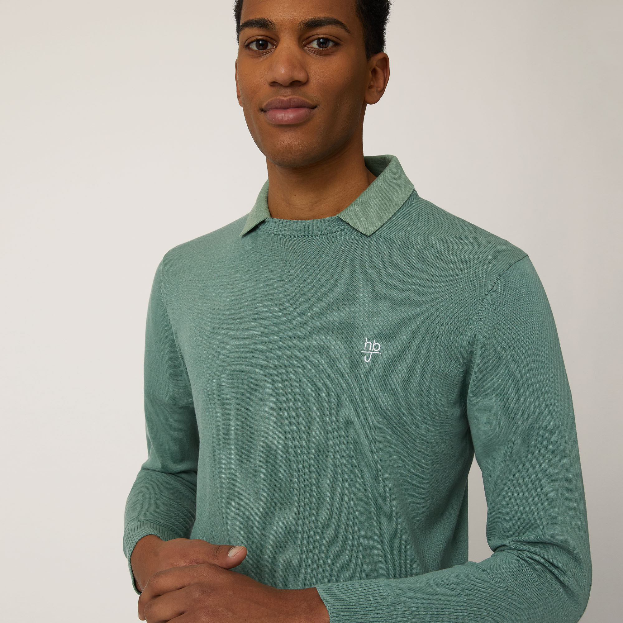 Cotton Crepe Pullover With Patches, Moss Green, large image number 2