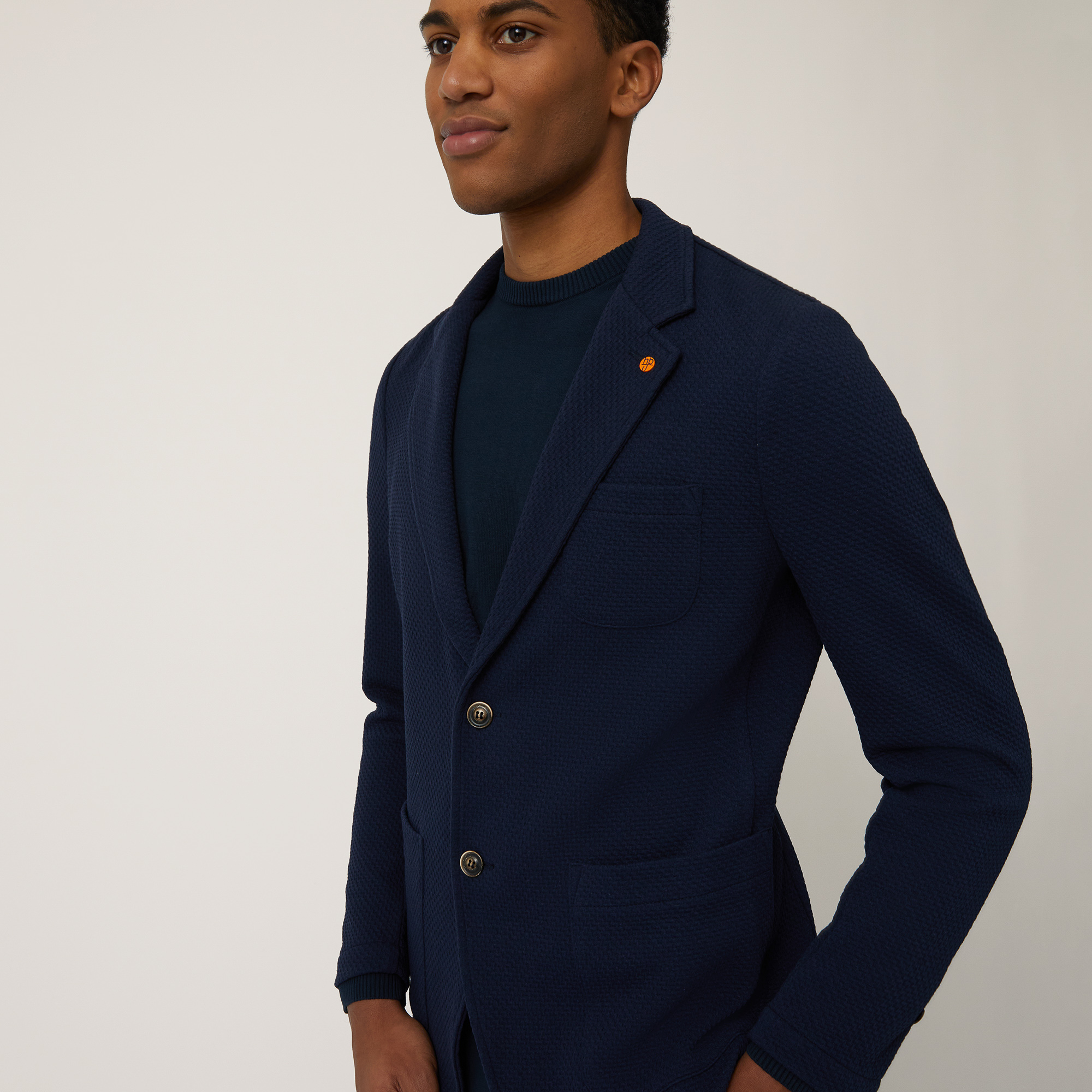 Regular-Fit Jersey Jacket, Dark Blue, large image number 2