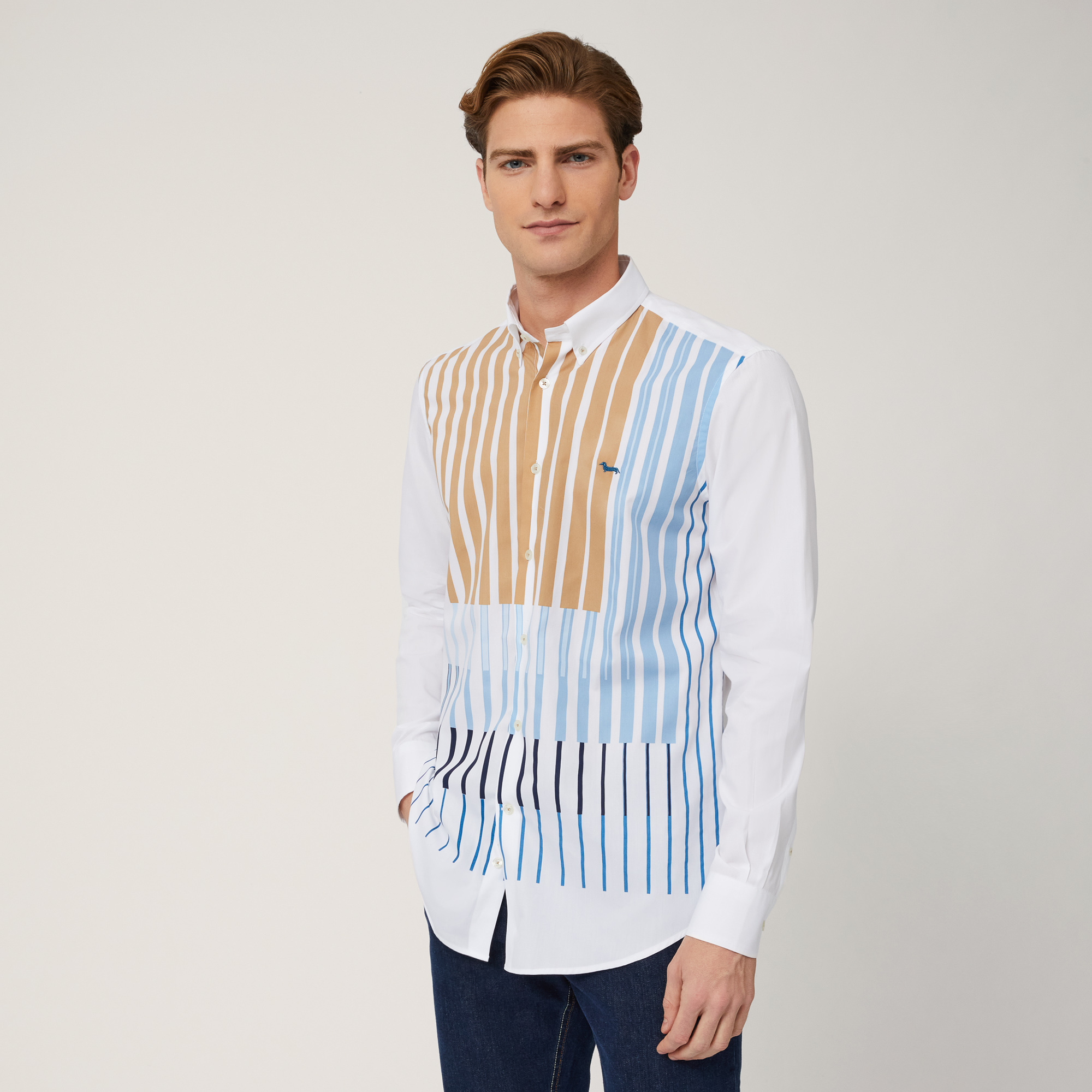 Shirt with Striped Print, White, large image number 0