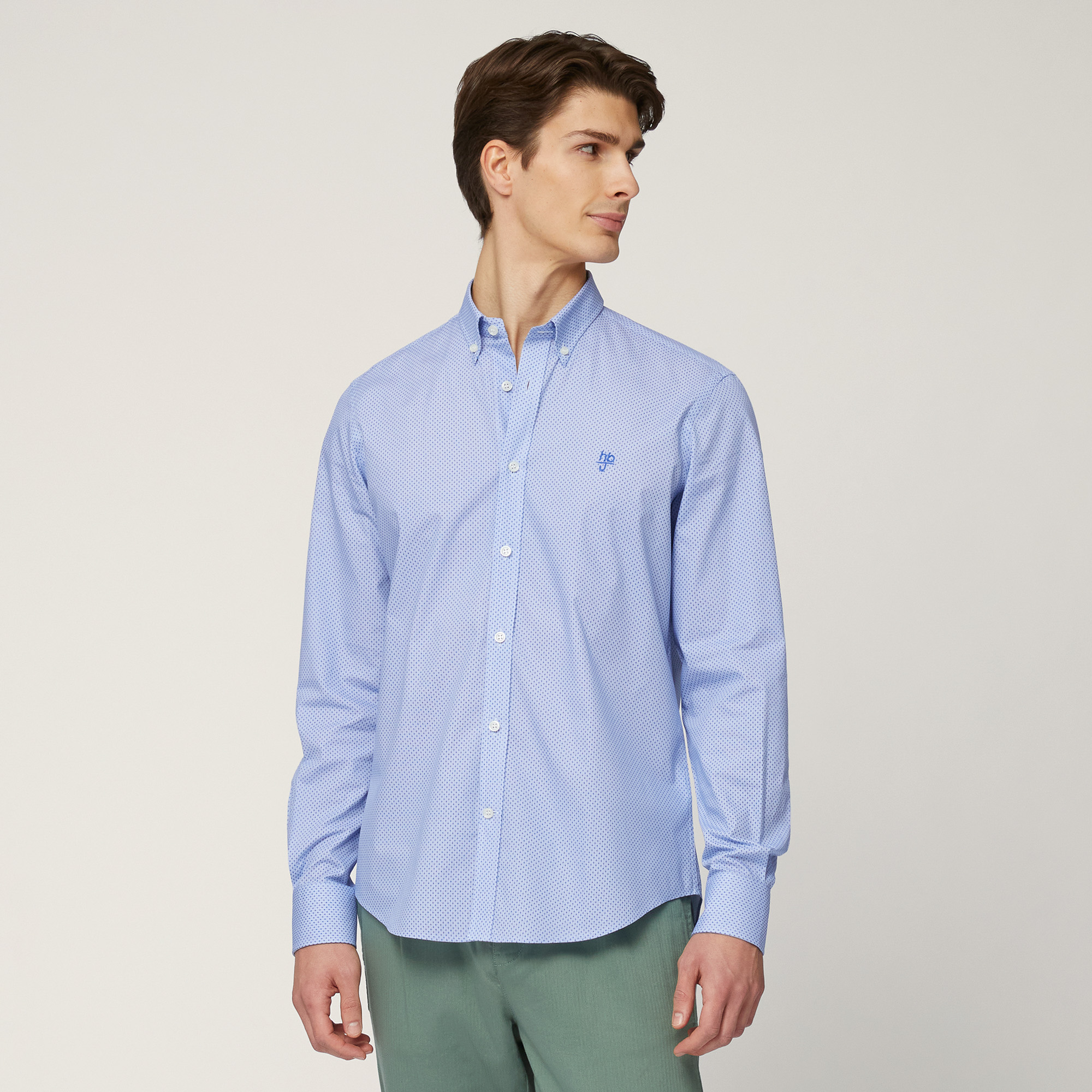 Camicia Regular In Puro Cotone, Blu Elettrico, large image number 0