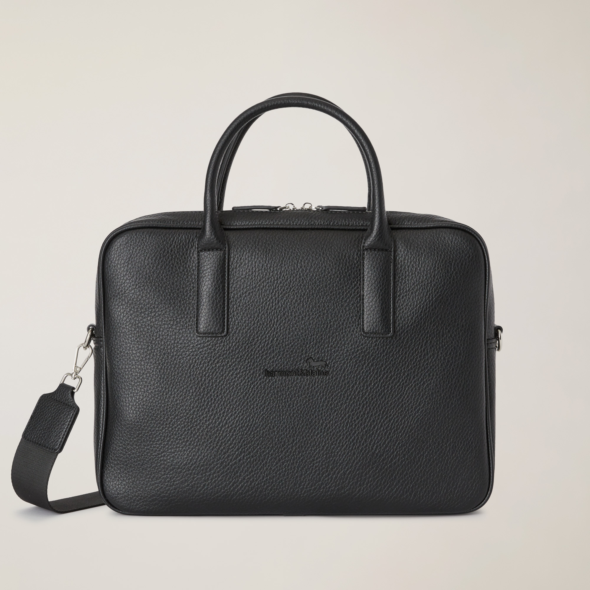 Laptop Bag with Logo in Black Luxury Italian Bags and Leather goods Harmont Blaine