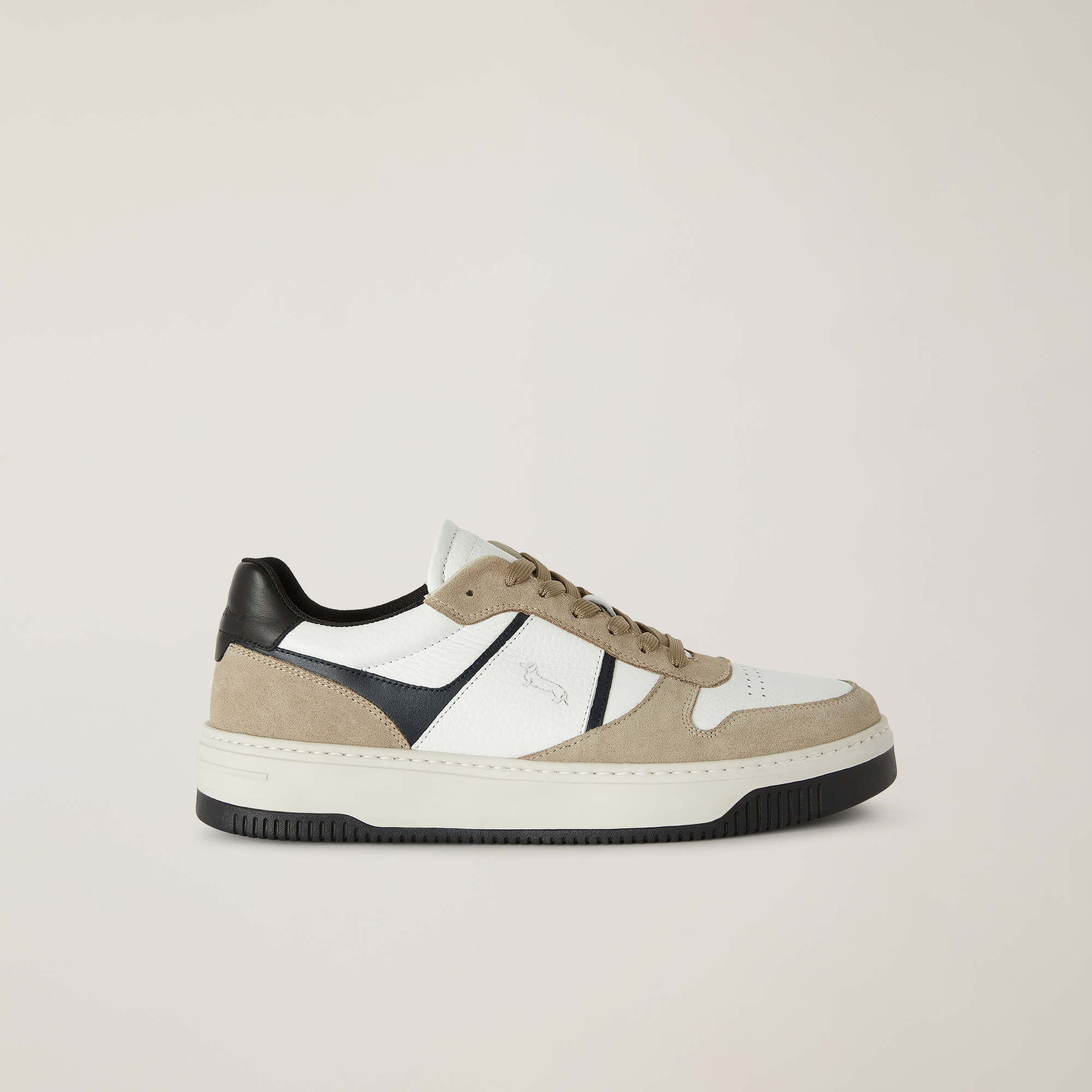 Sneaker Inserti In Camoscio, Beige/Bianco, large image number 0