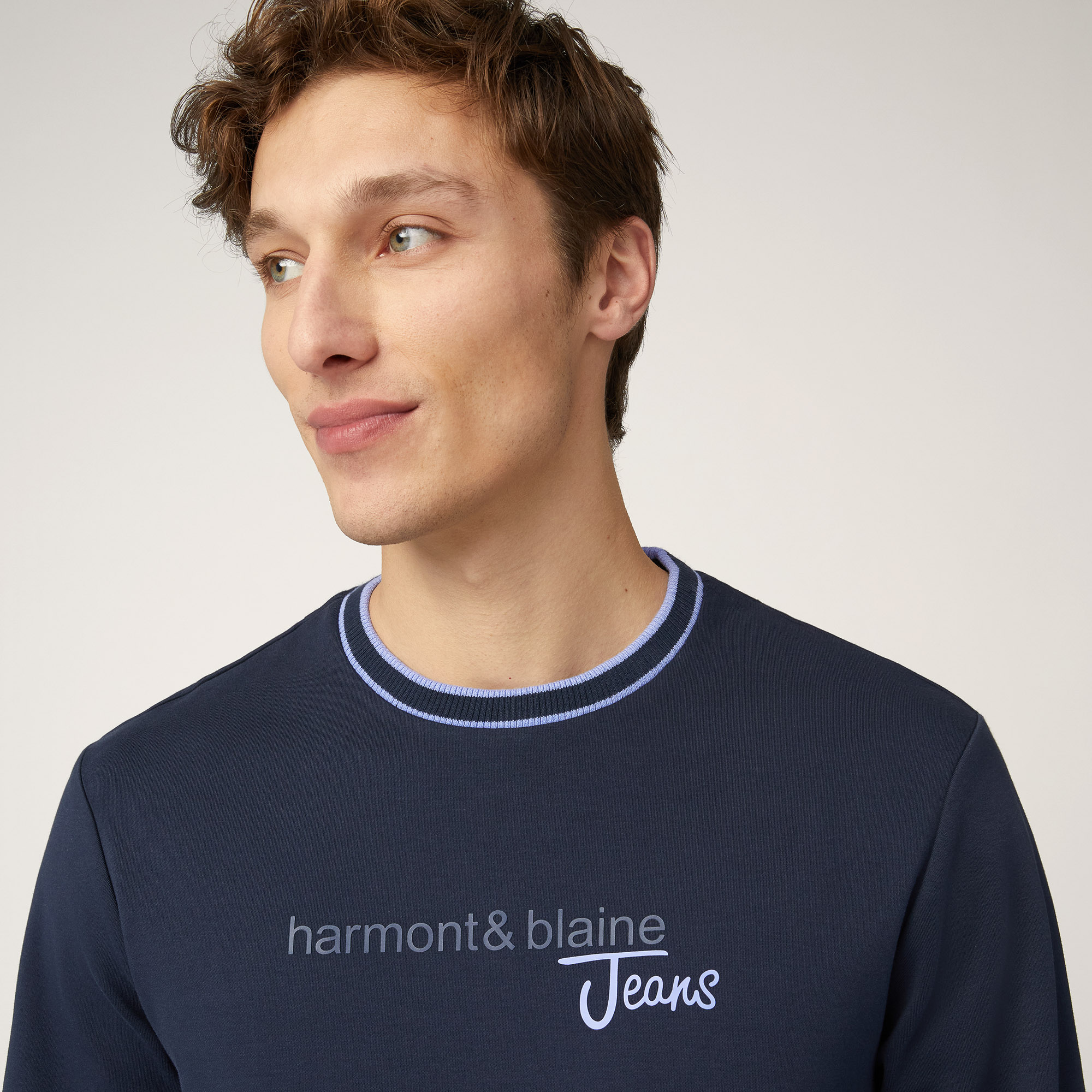 Cotton Sweatshirt with Lettering, Dark Blue, large image number 2