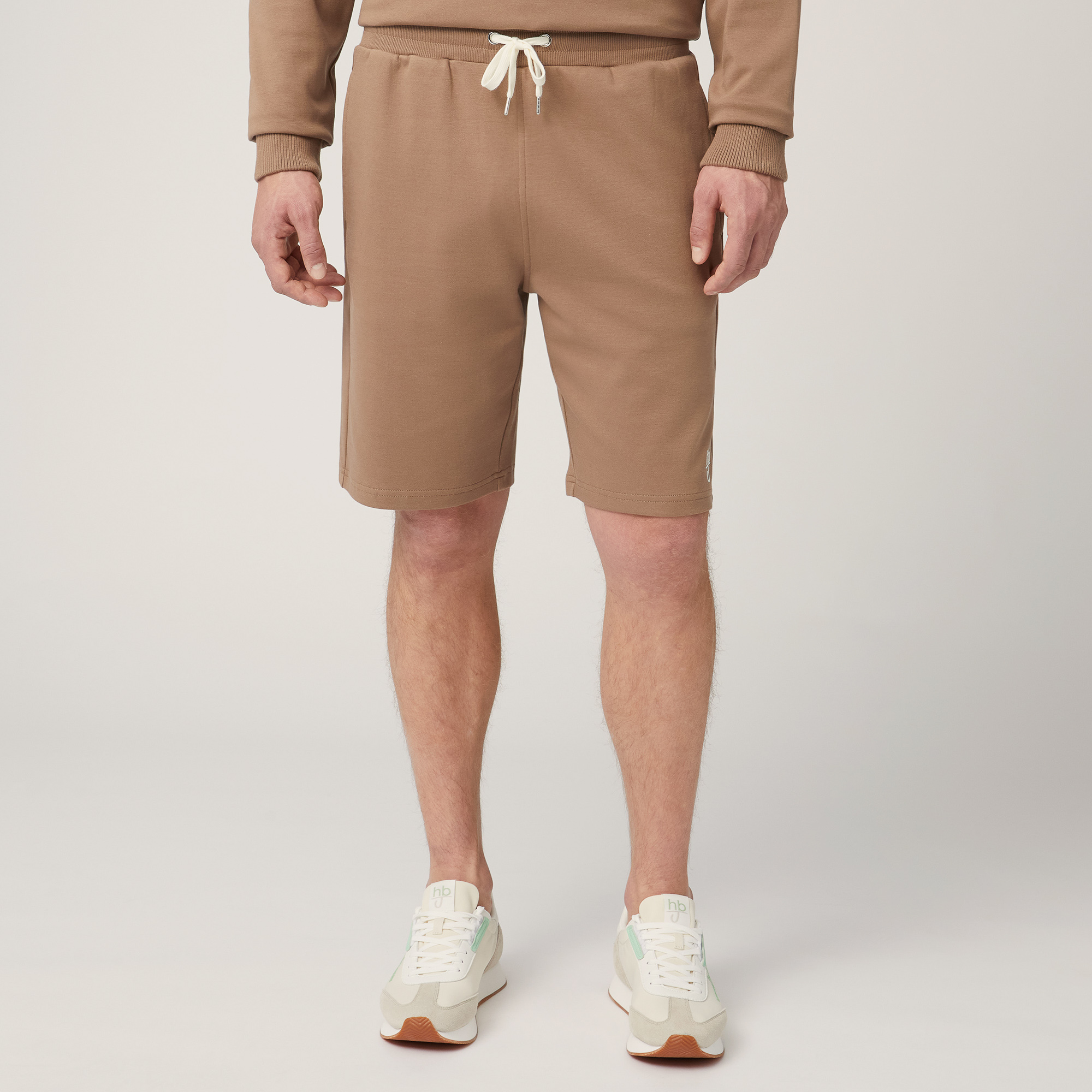 Cotton Fleece Shorts, Light Brown, large