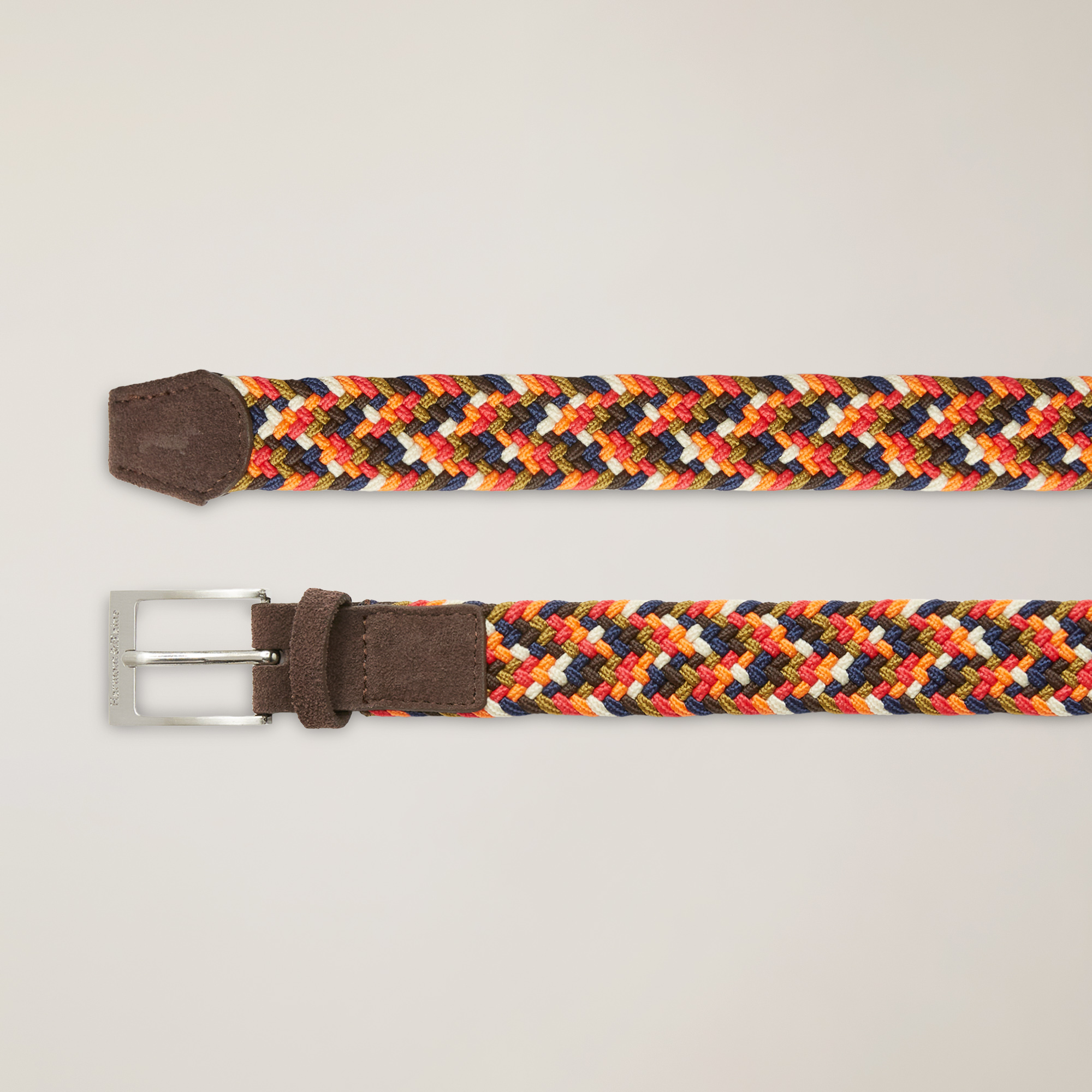 Multicolor Elasticated Belt With Leather Details