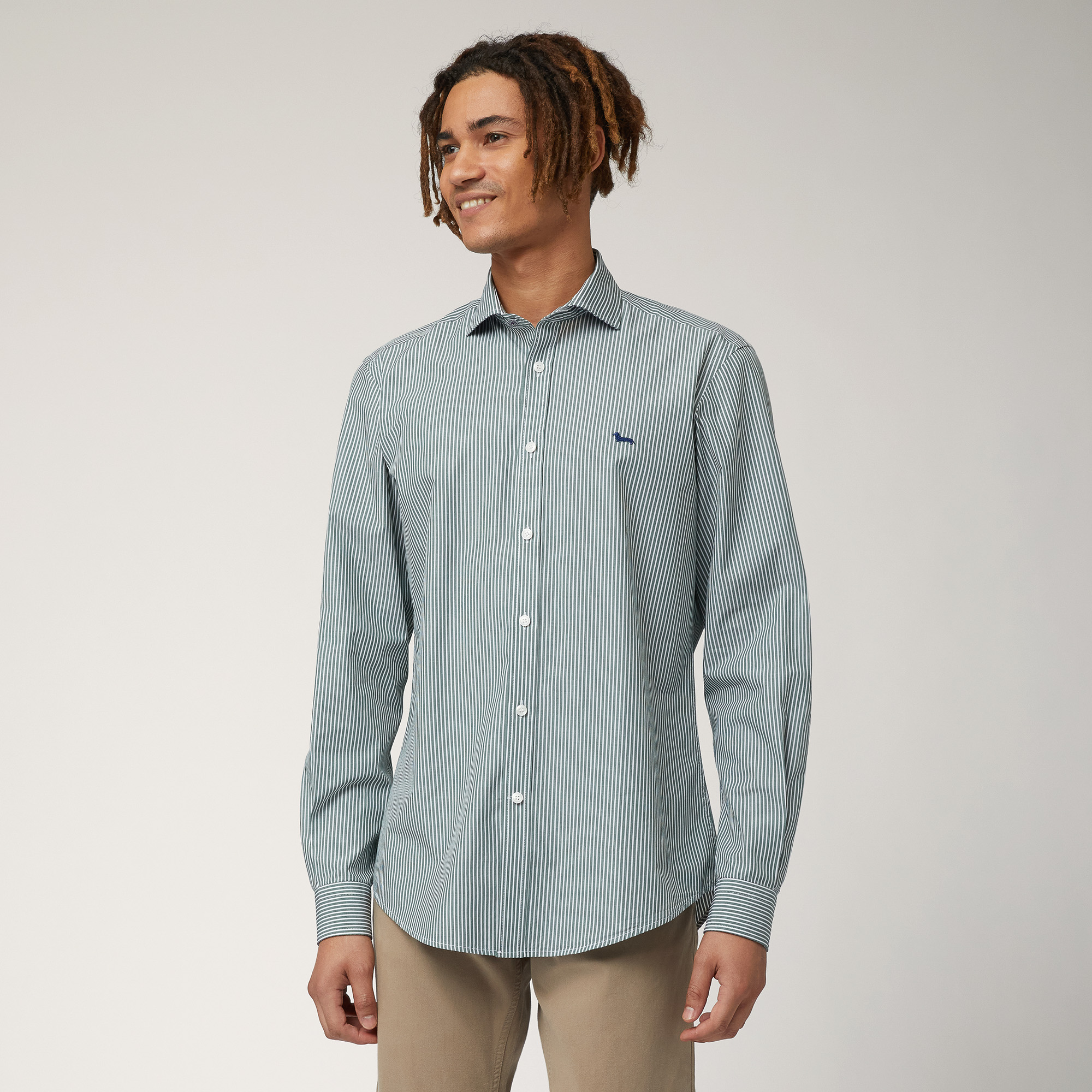 Striped Narrow Shirt, Verde, large image number 0