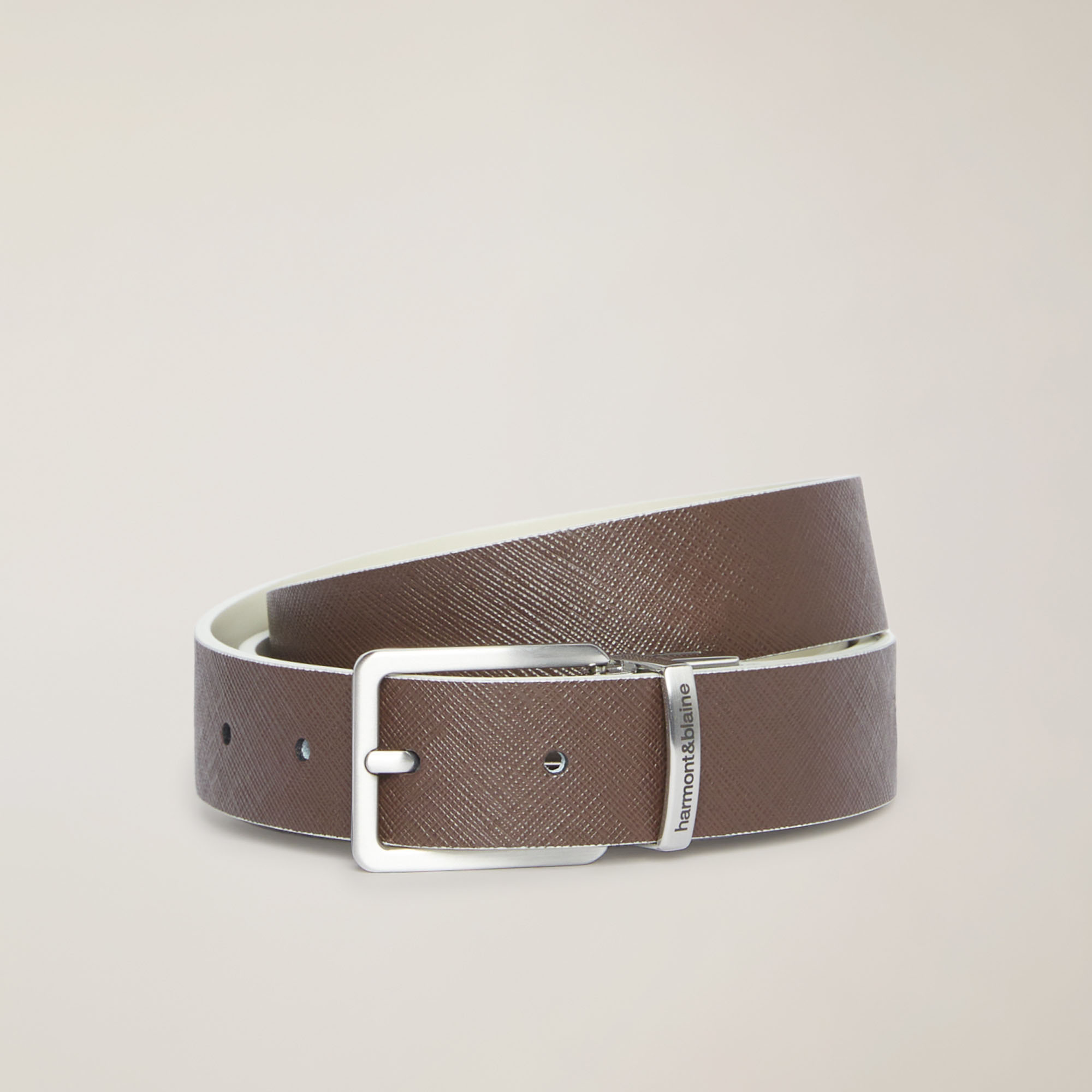 Two-Tone Belt With Lettering, Brown, large image number 0