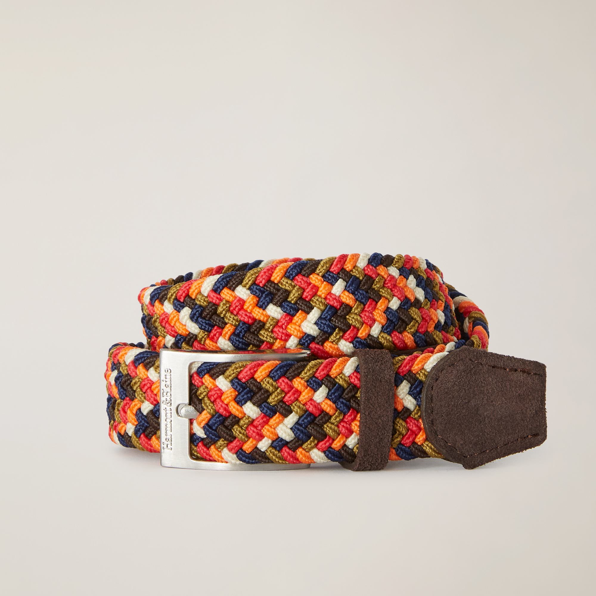 Multicolor Elasticated Belt With Leather Details