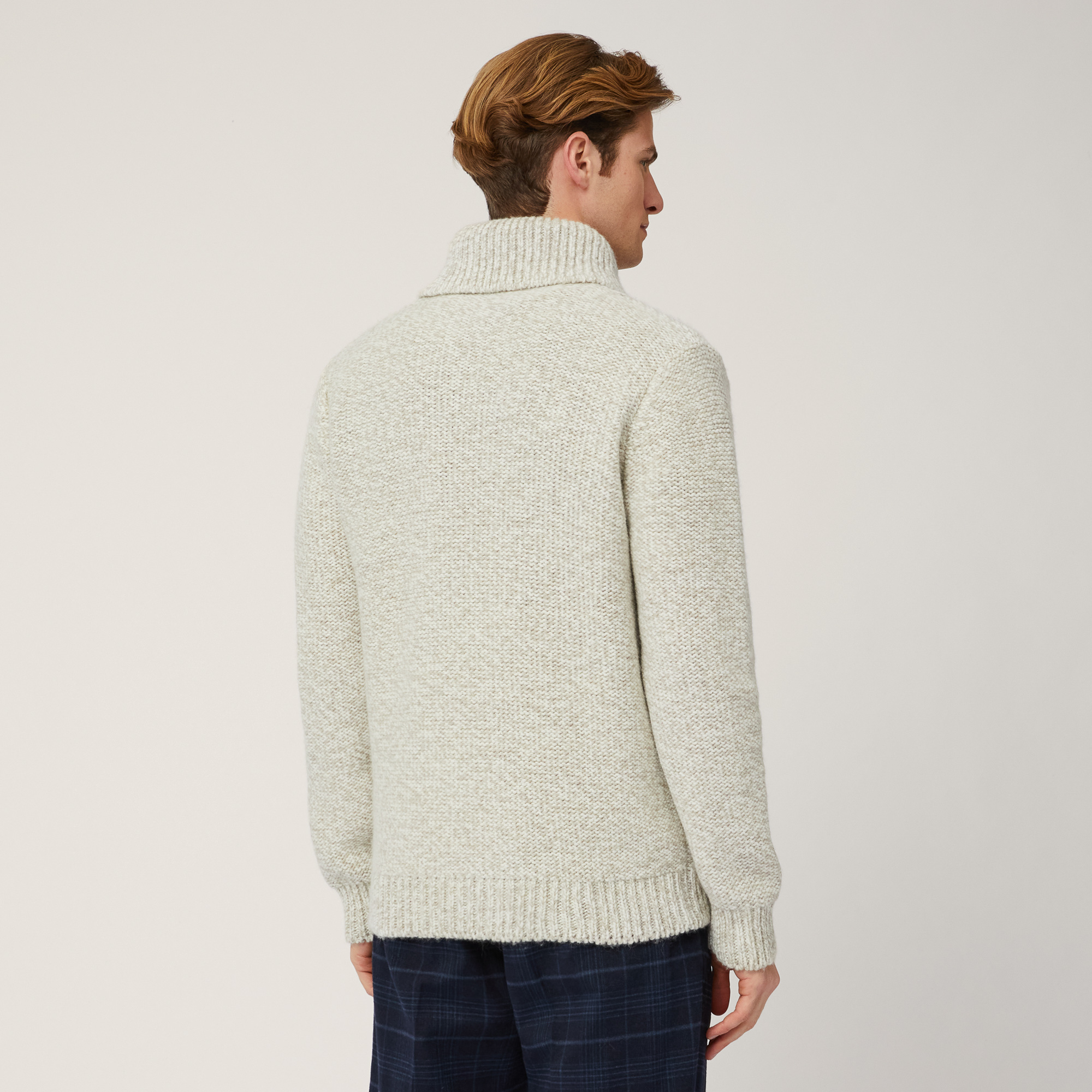 Shawl-Neck Pullover, White, large image number 1