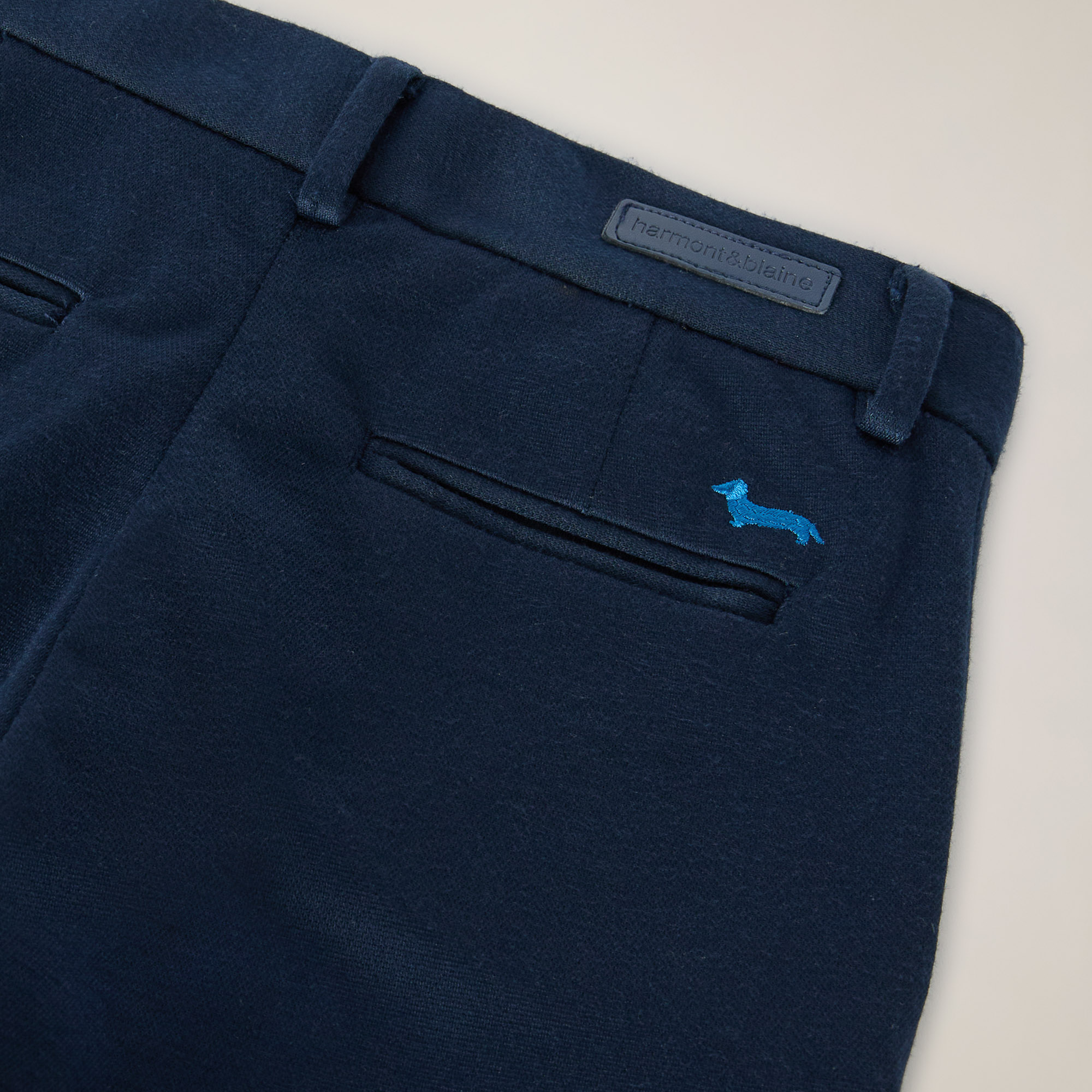 Pantaloni In Maglia Con Ricamo Logo E Taglio Classico E Tasca America, Blu Navy, large image number 2