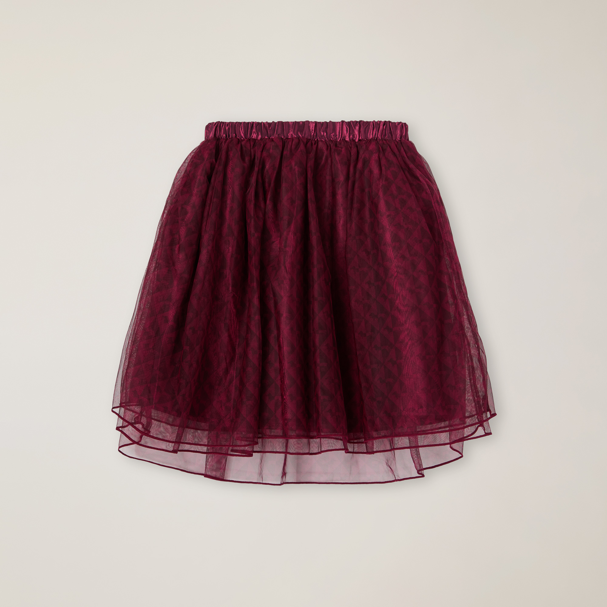 Tulle Skirt With Dachshund Geometric Print, Raspberry, large image number 1